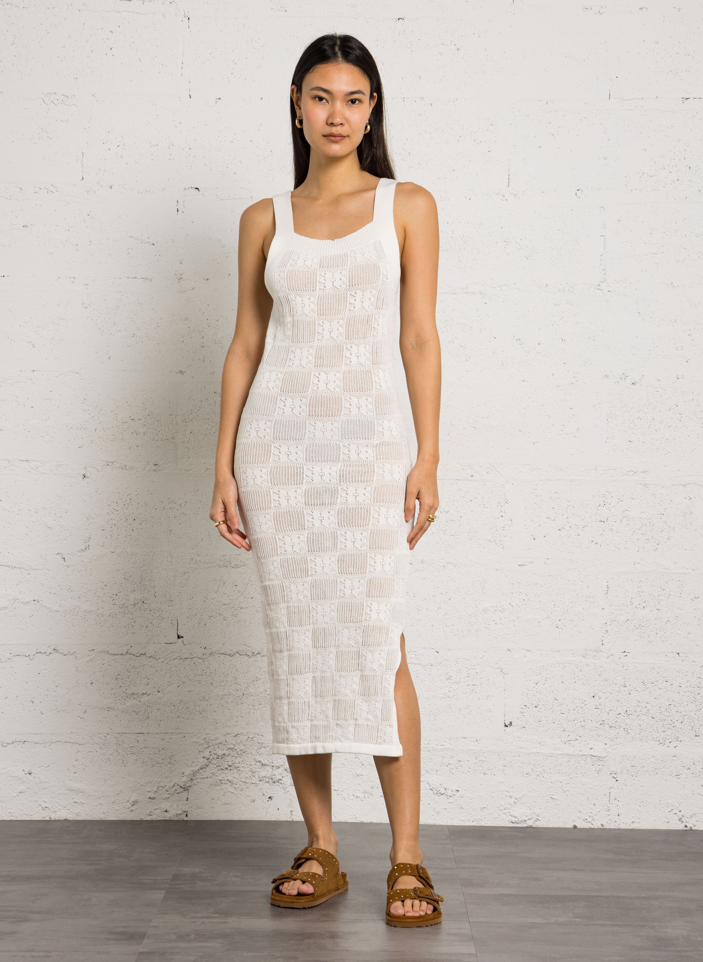 Cotton midi dress LA NOUVELLE White