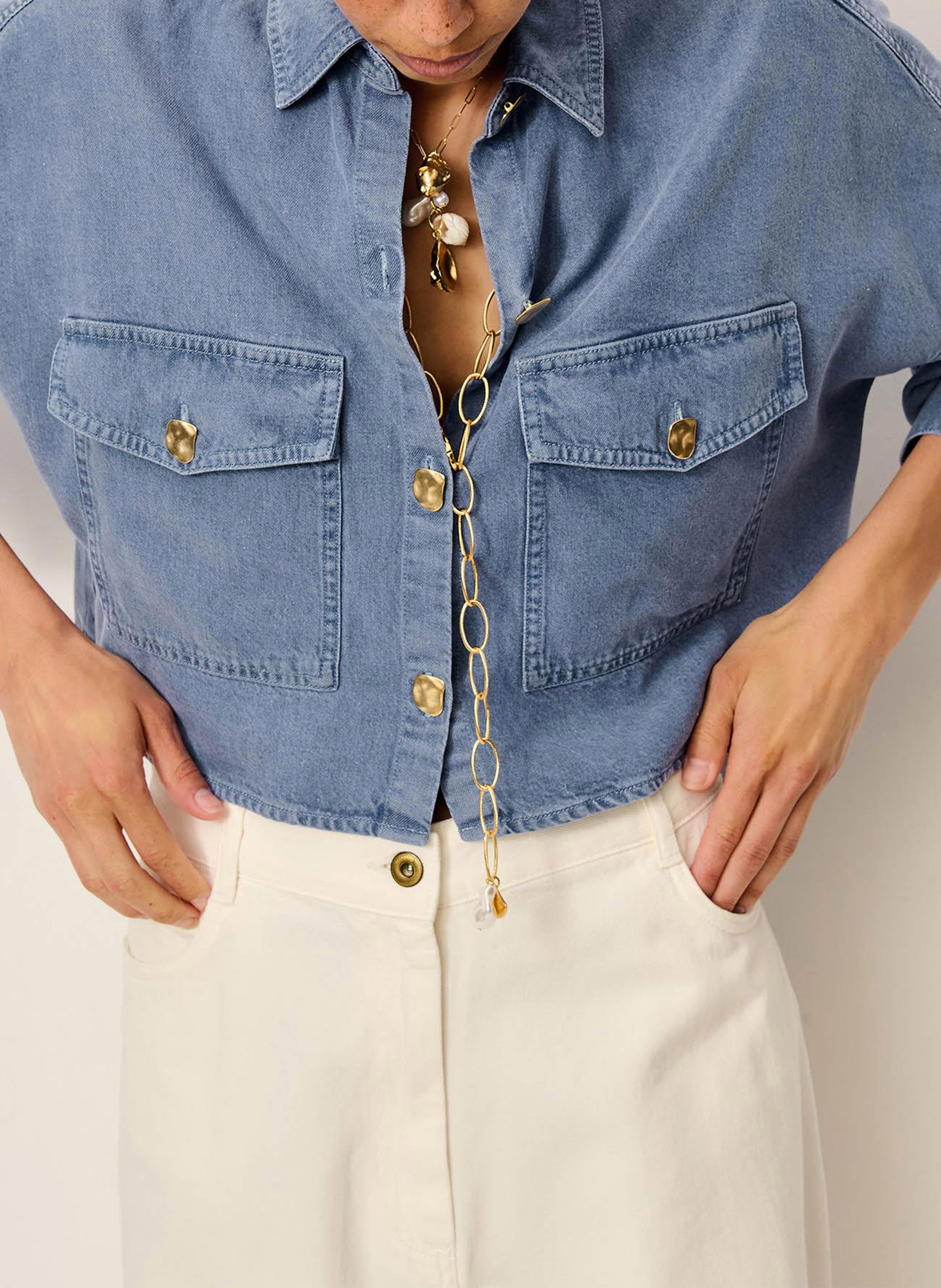 Oversize-Bluse mit klassischem Kragen SESSUN Blau