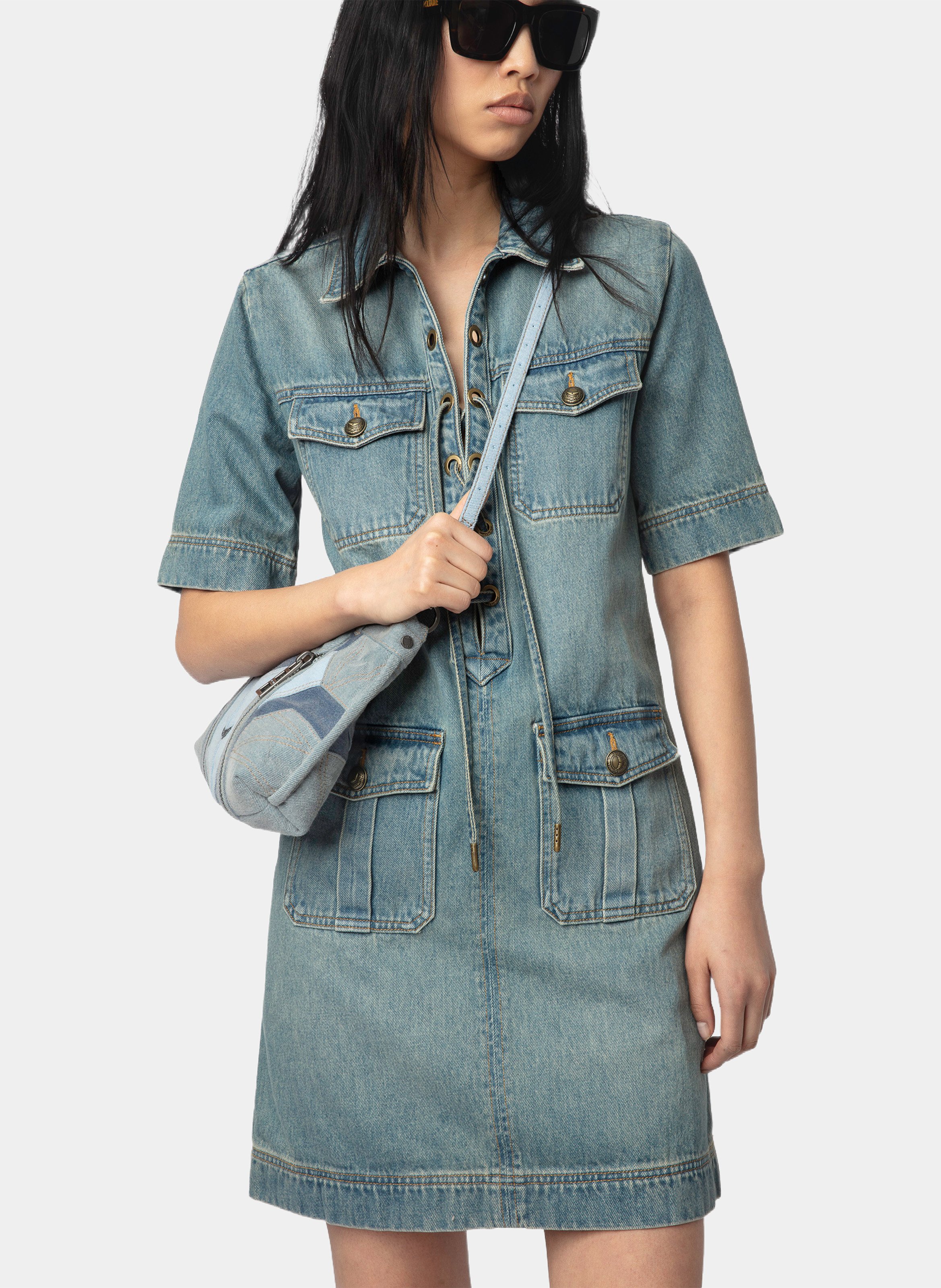 Short denim dress with classic collar ZADIG&VOLTAIRE Blue