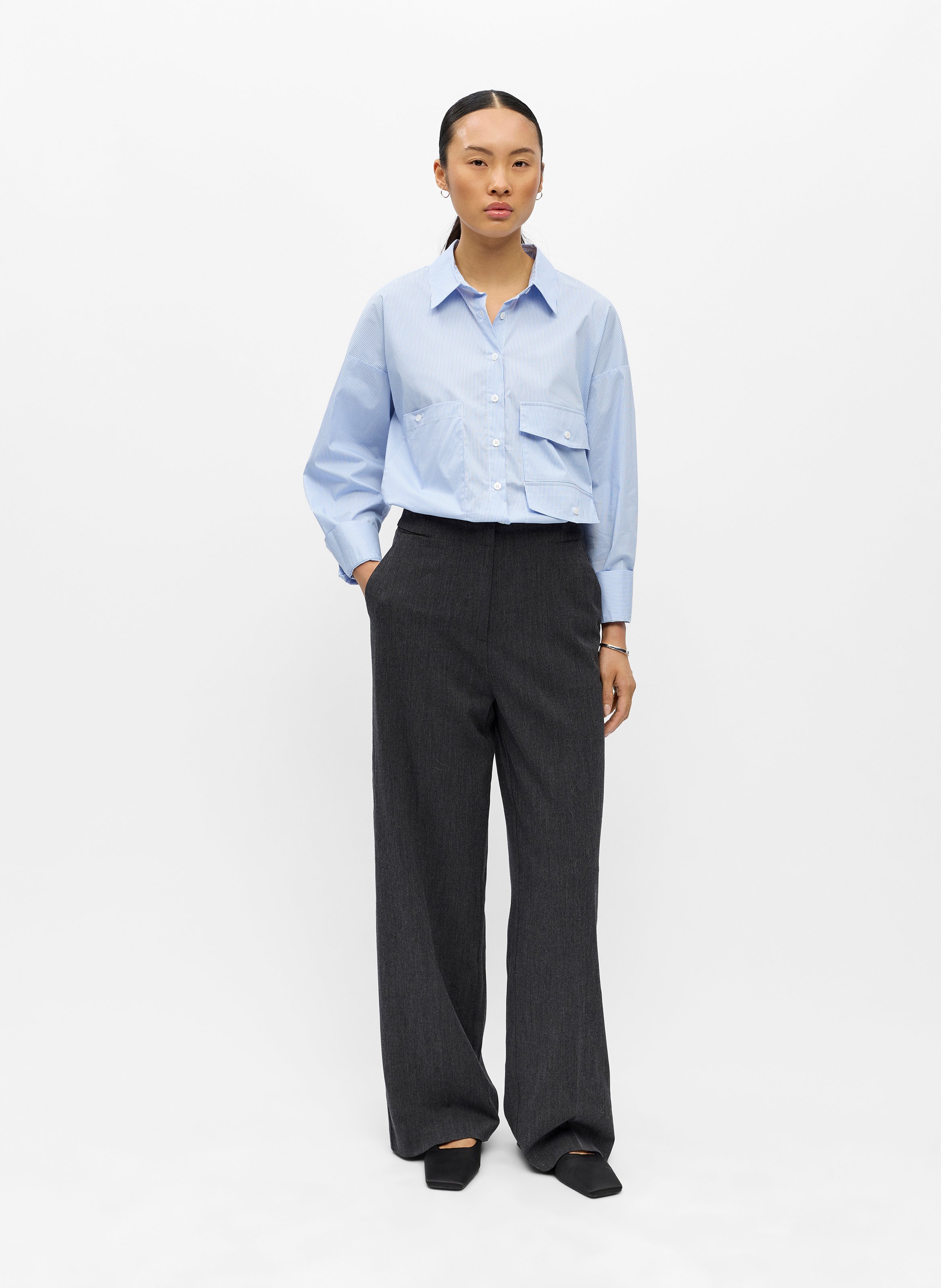 Pantalon droit taille mi-haute OBJECT Noir