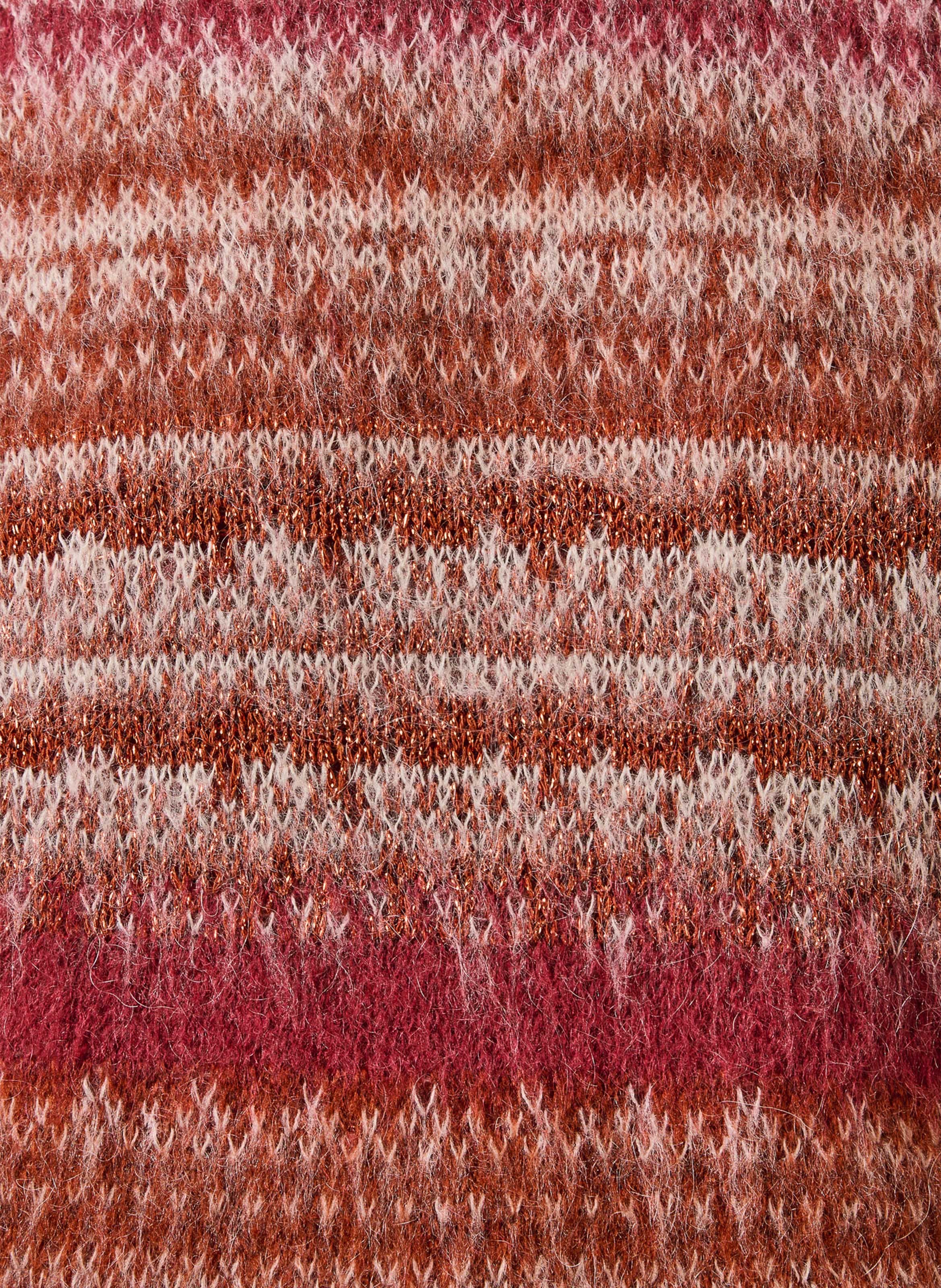 Ample round neck striped metallic knit sweater LA FEE MARABOUTEE Orange