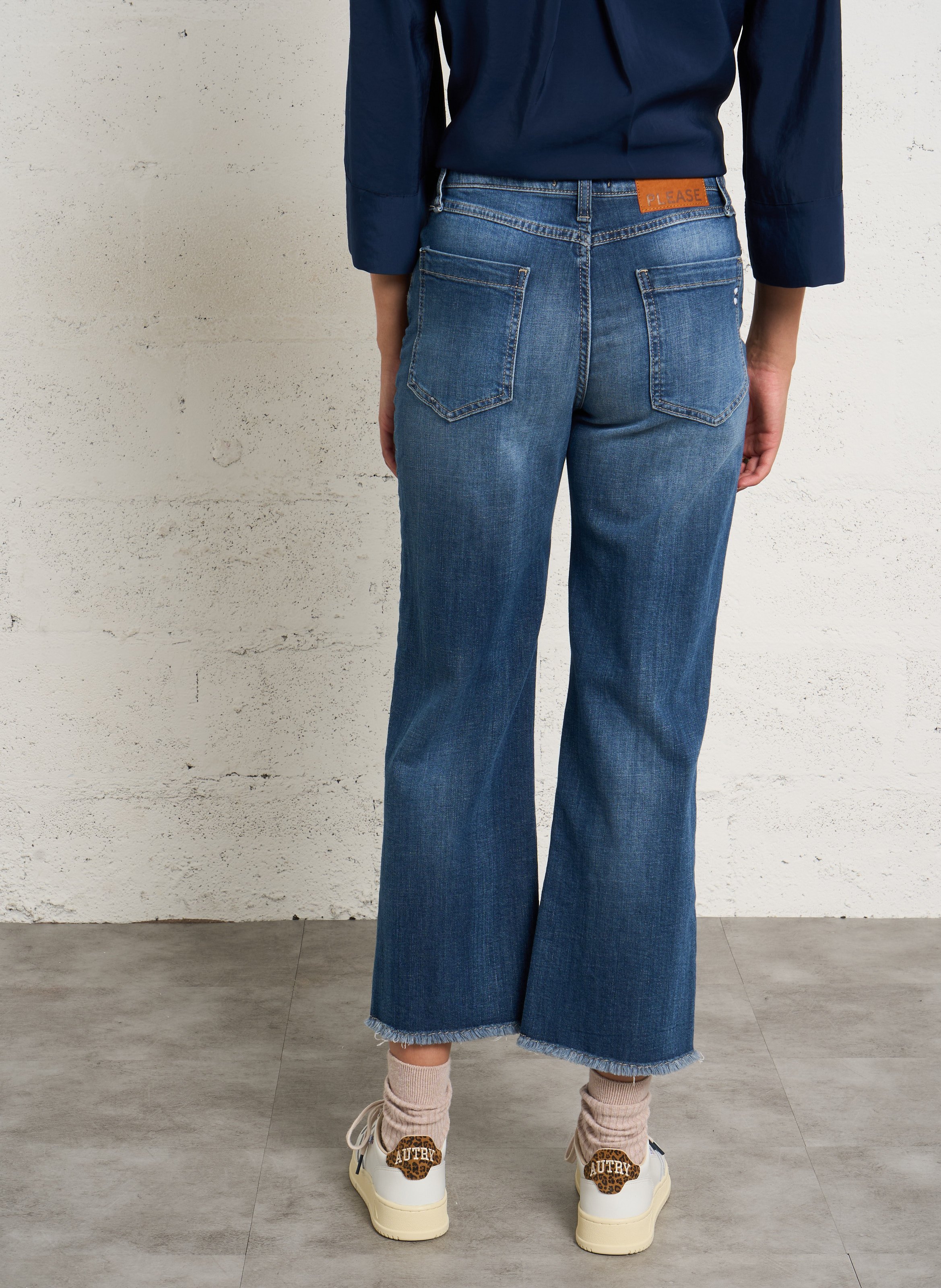 Cotton-blend straight-leg jeans PLEASE Blue