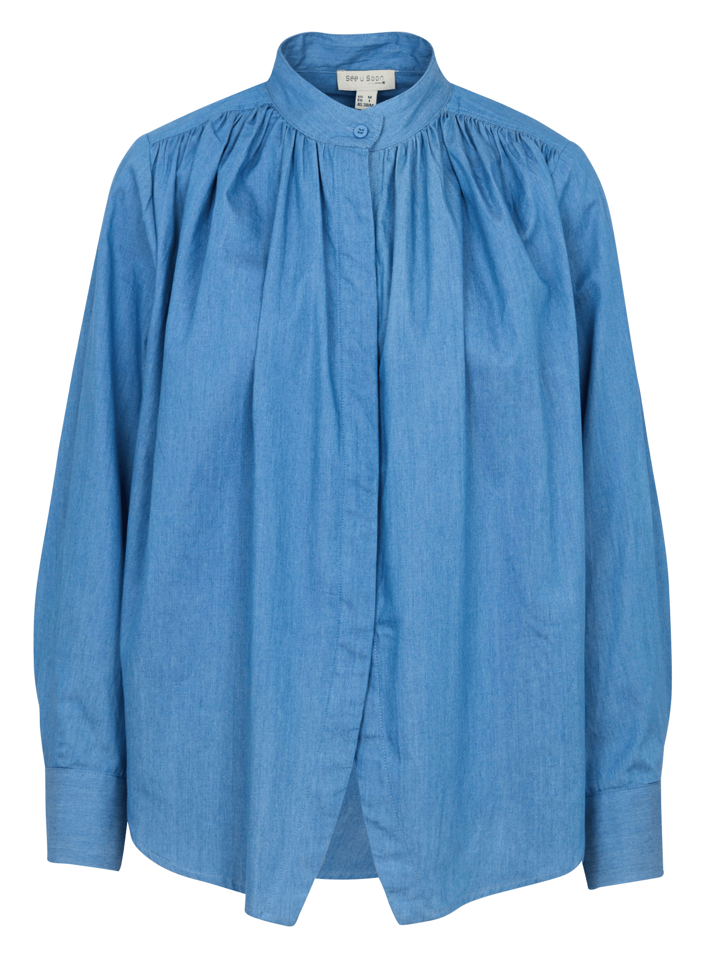 Chemise col mao en coton SEE U SOON Bleu