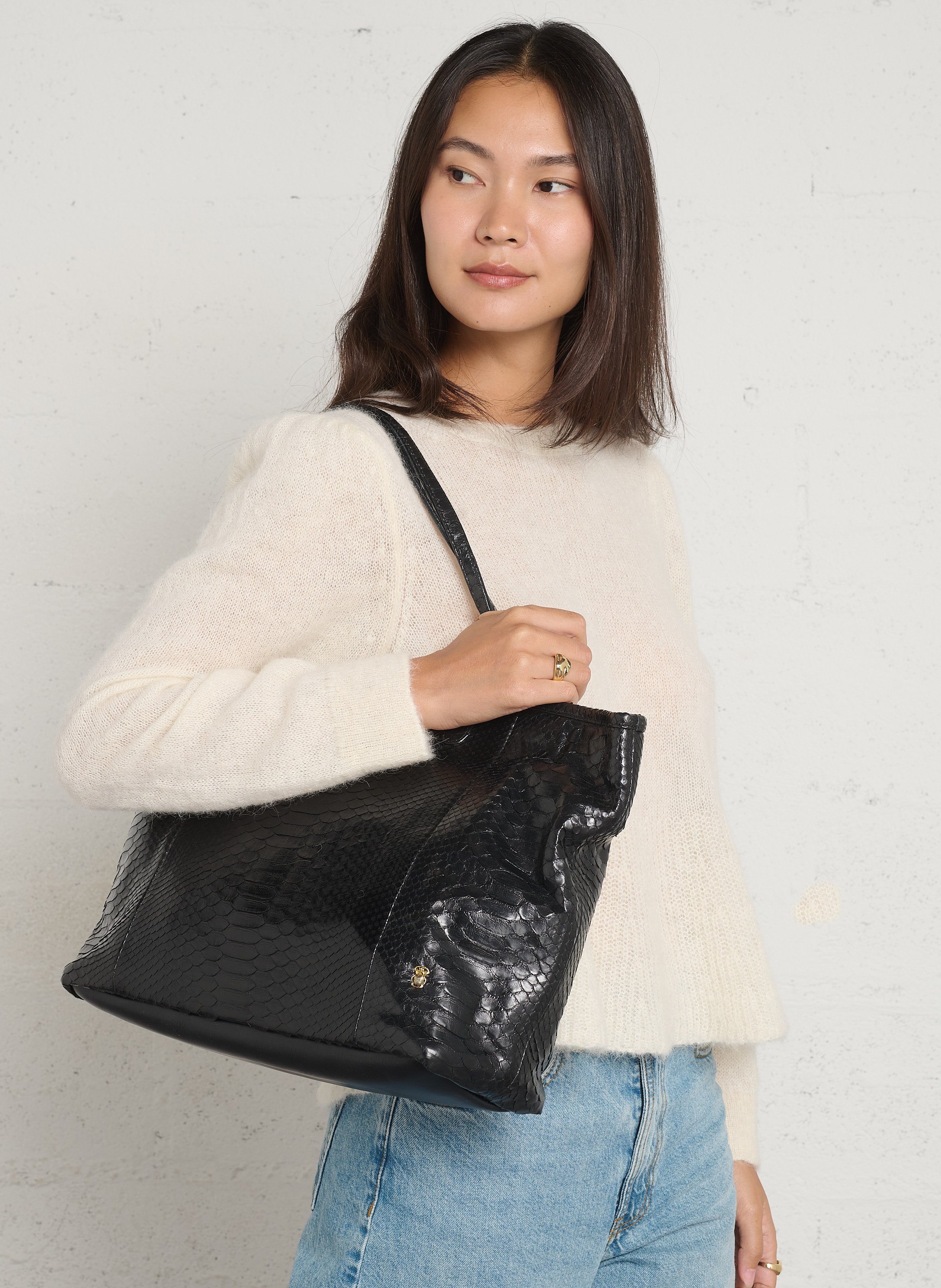 Cabas en python CLARIS VIROT Noir