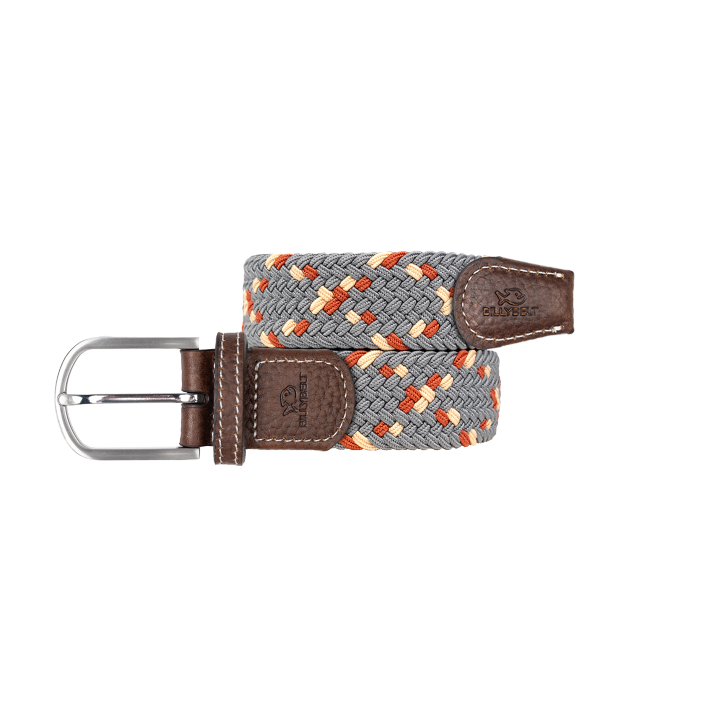 Multicolored braided elastic belt BILLYBELT Grey
