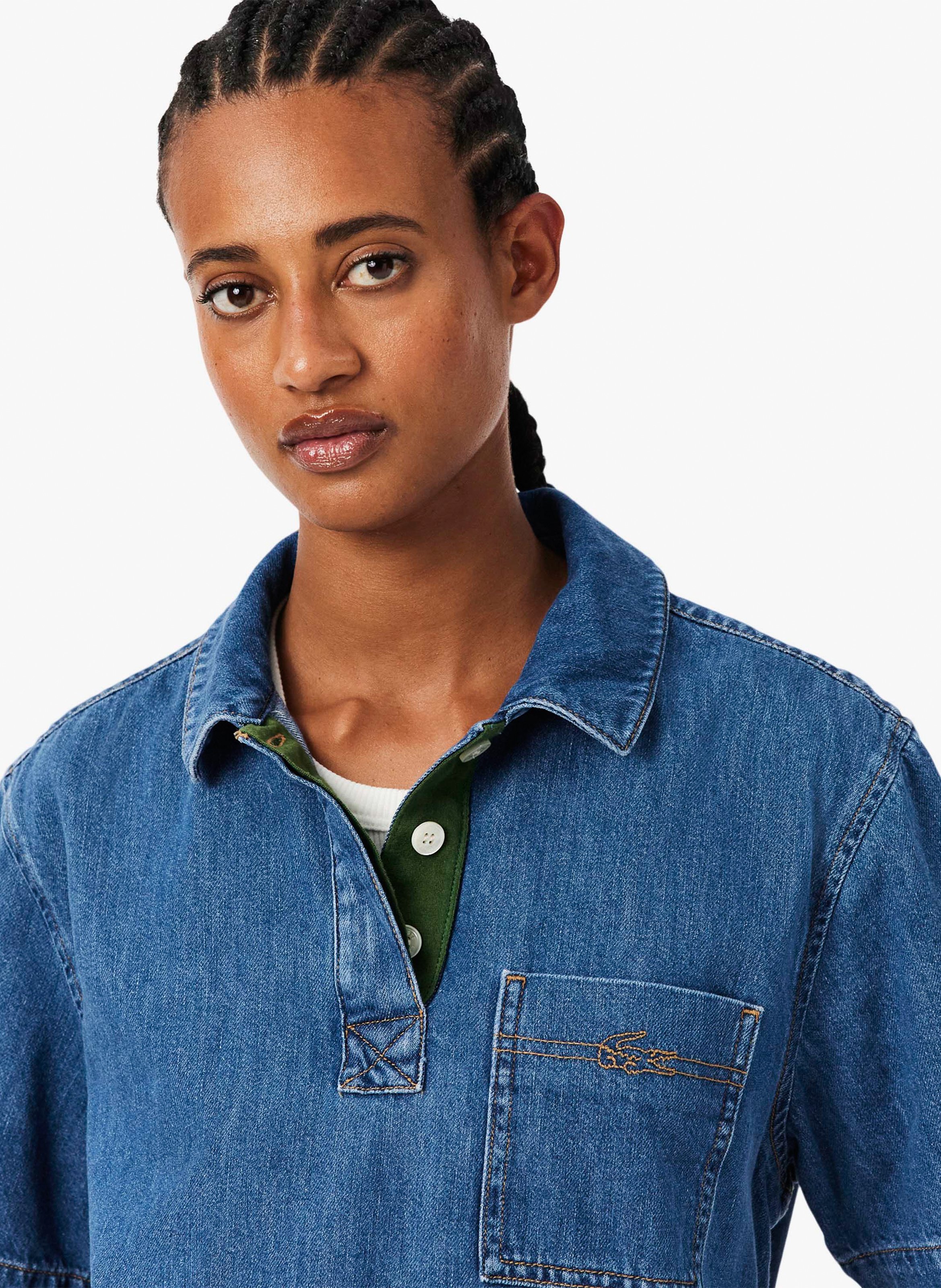 Weites Baumwollkleid LACOSTE Blau