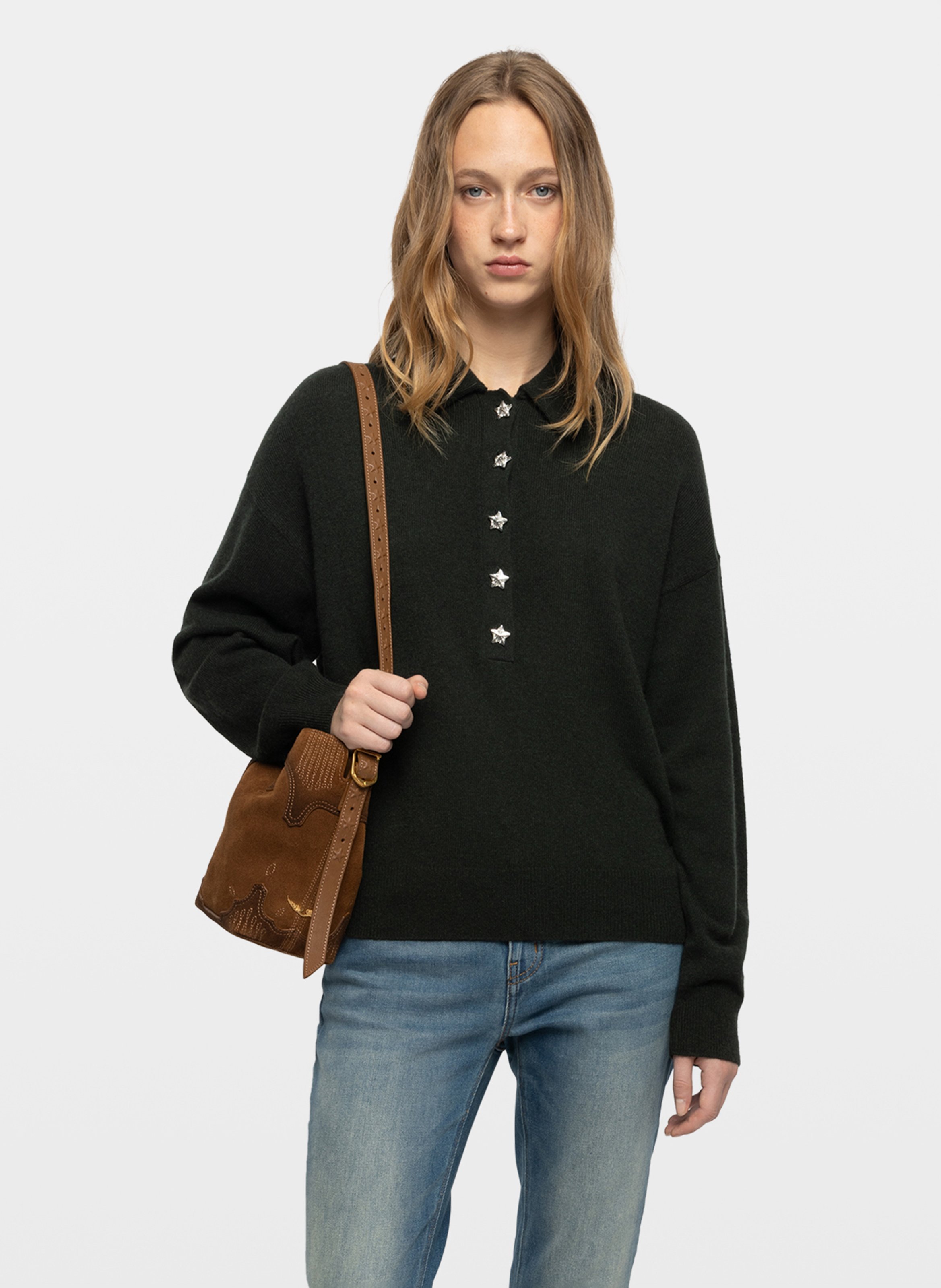 Polo trui met knopen van kasjmier ZADIG&VOLTAIRE Groen