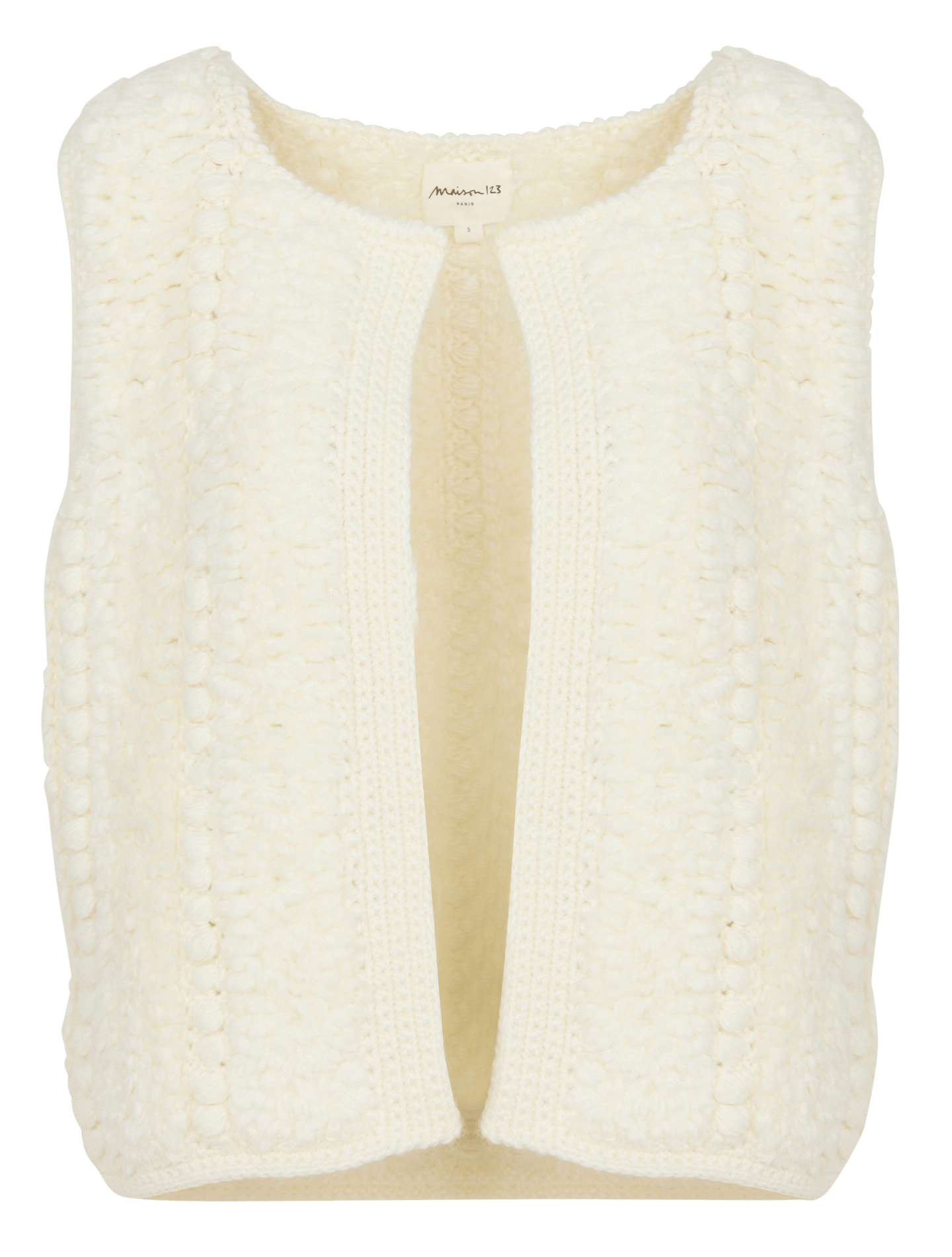 Gilet sans manche en maille MAISON 123 Blanc