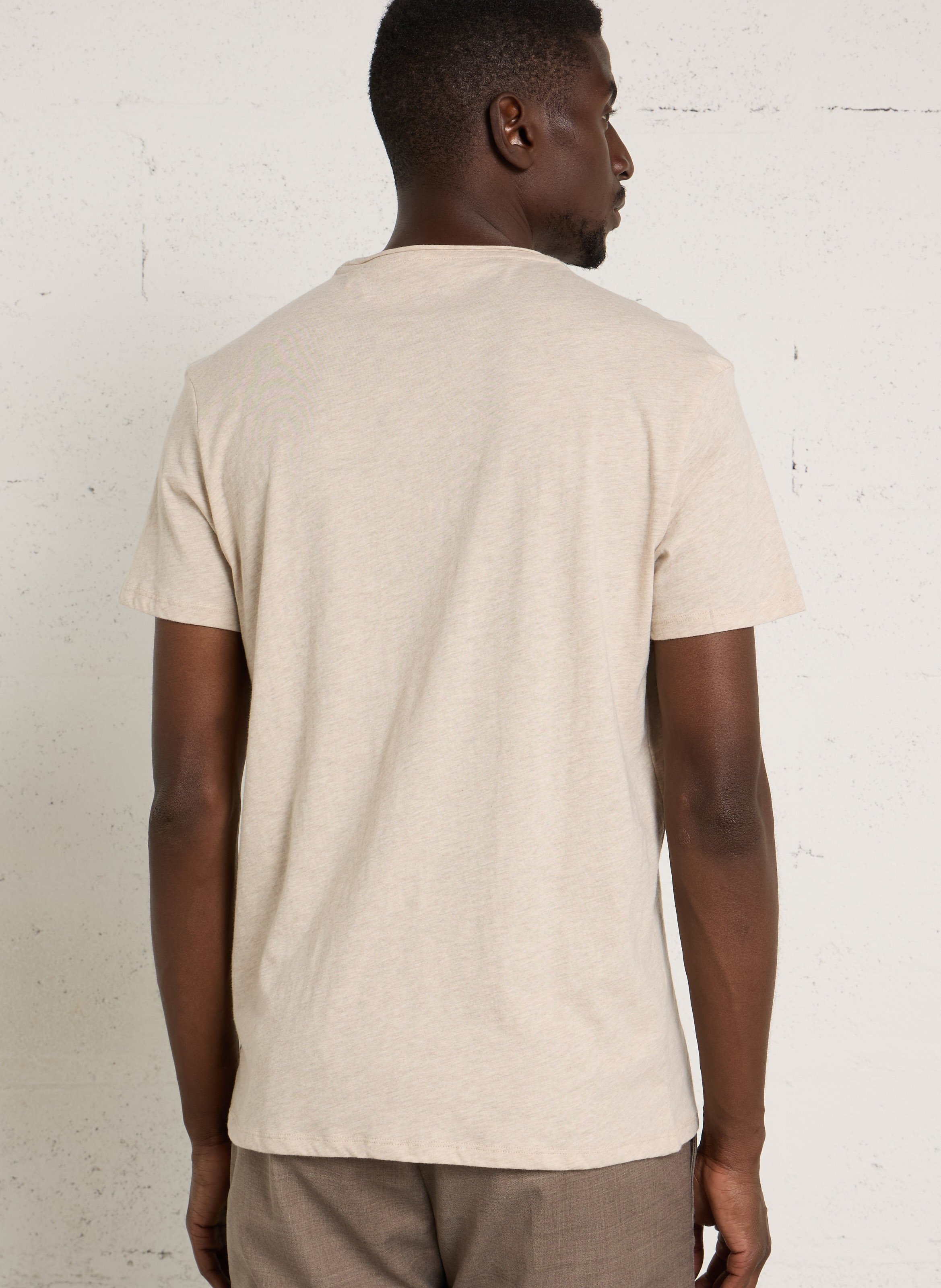 Rundhalsausschnitt T-Shirt in Uni-Farbe IKKS Beige