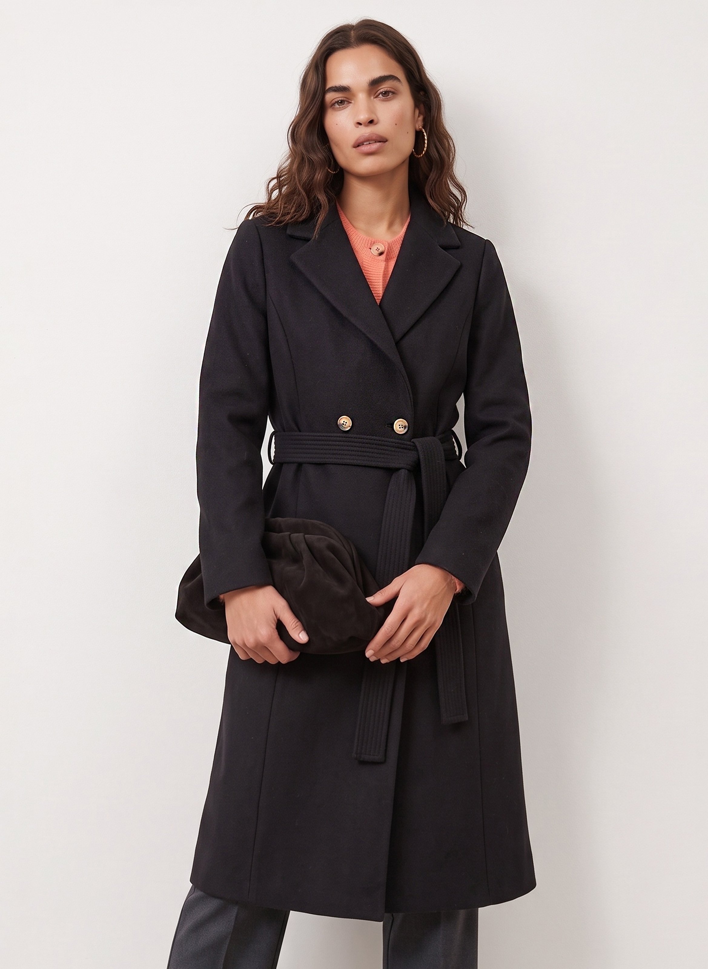 Straight belted coat in a wool blend KOOKAI