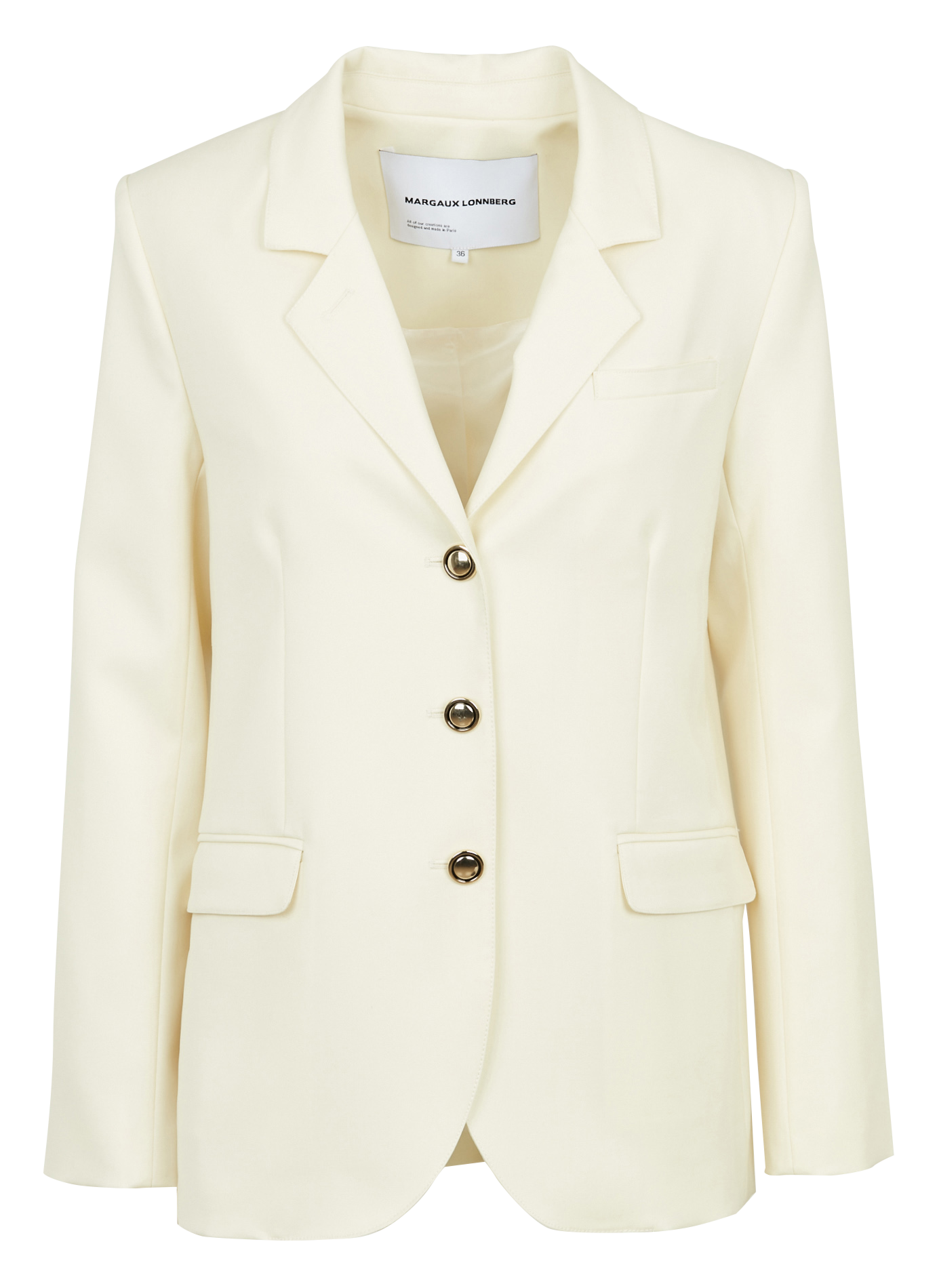 Veste col tailleur en coton stretch MARGAUX LONNBERG Blanc