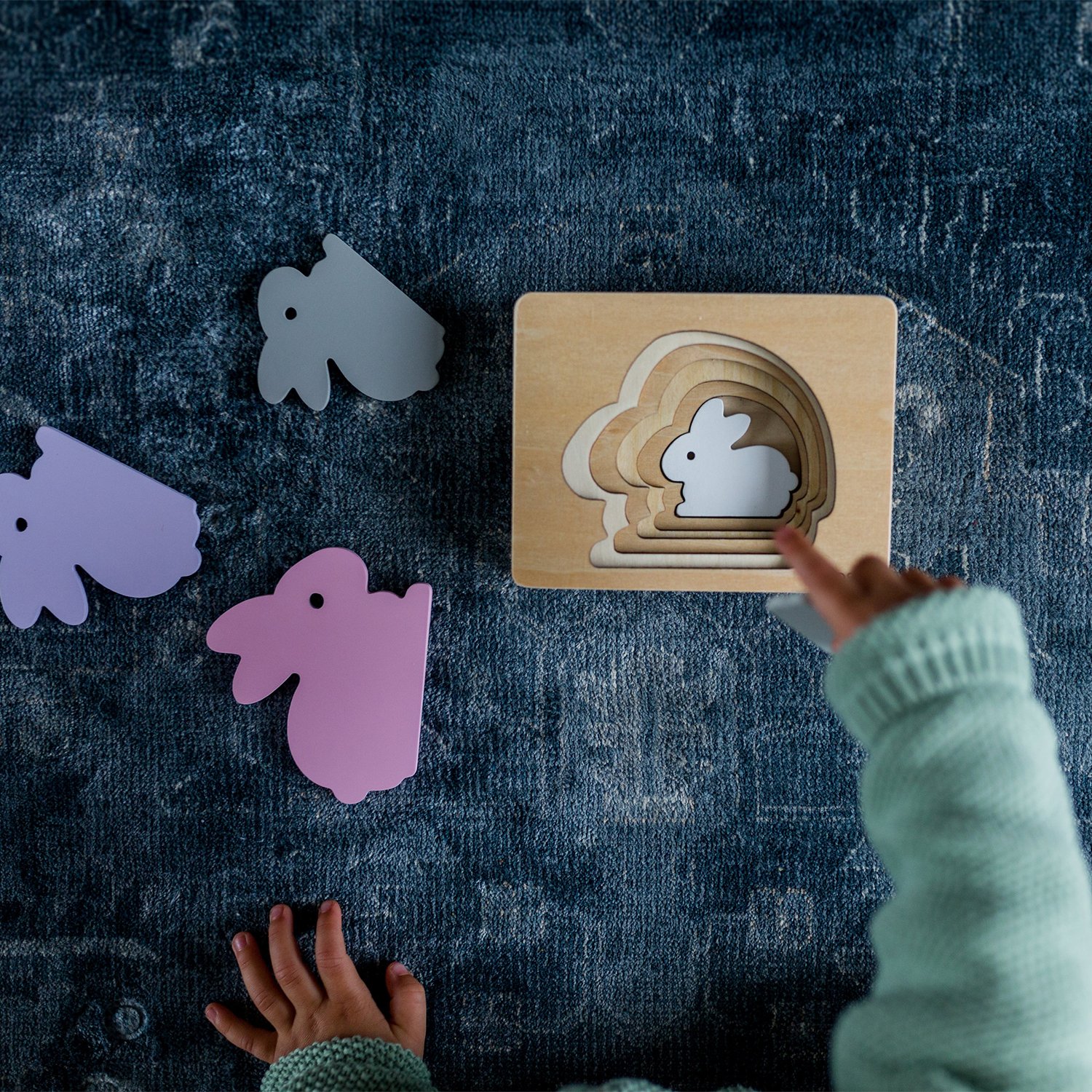 Wooden rabbit puzzle KINDSGUT Pink