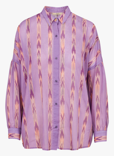 Leopard print silk shirt with classic collar