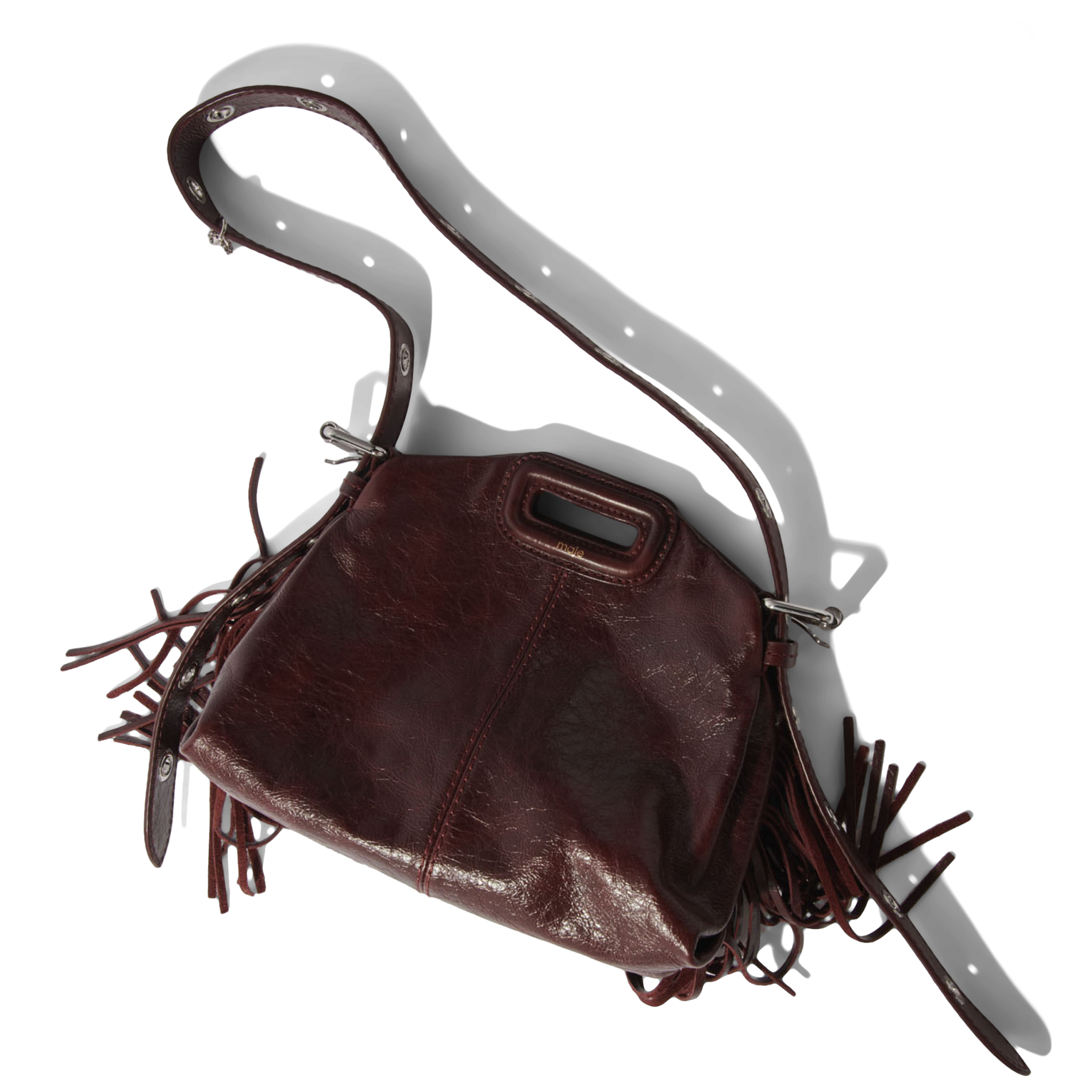 Sac porté épaule en cuir MAJE Rouge