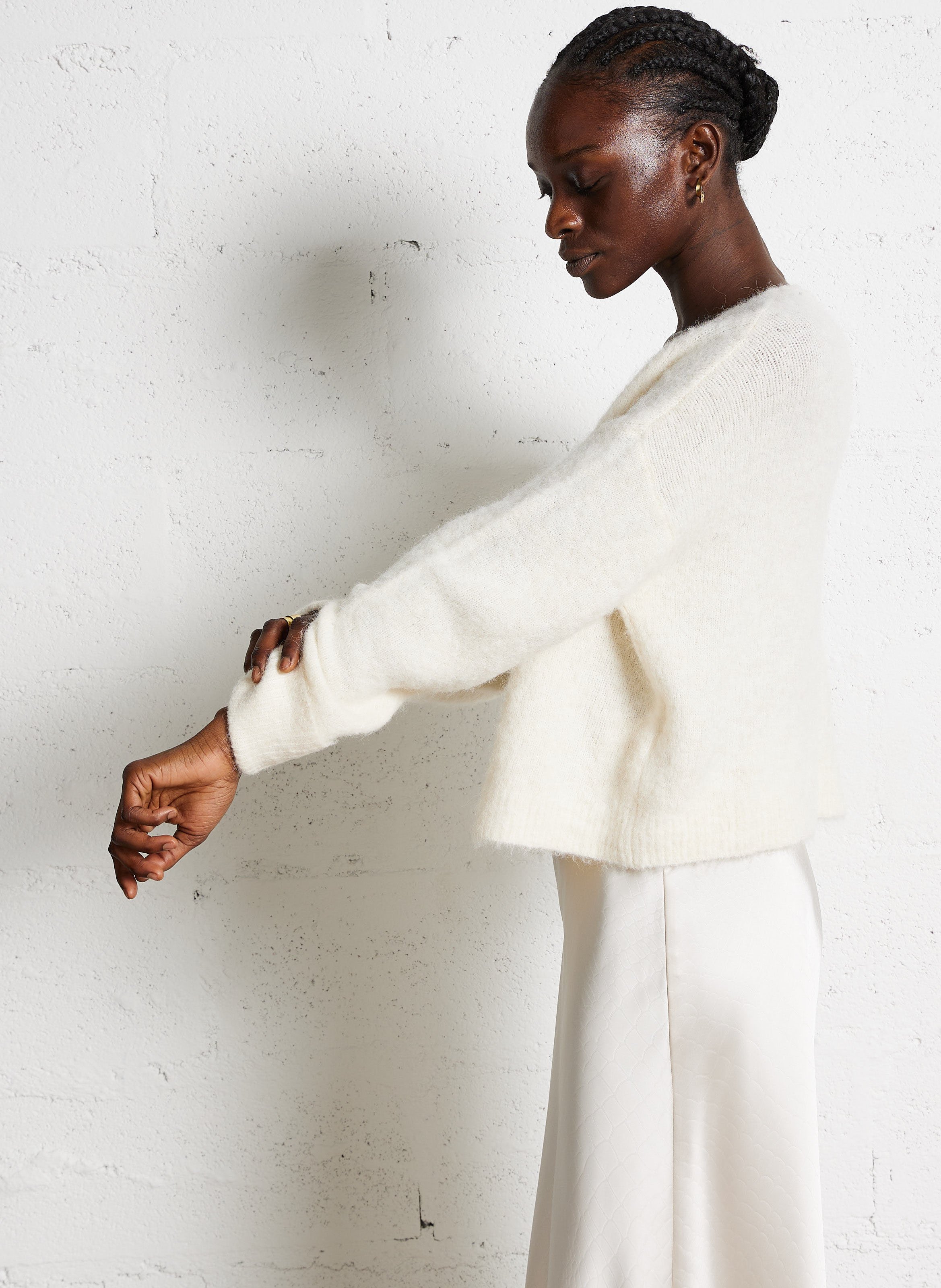 Pull oversize à col V AMERICAN VINTAGE Beige