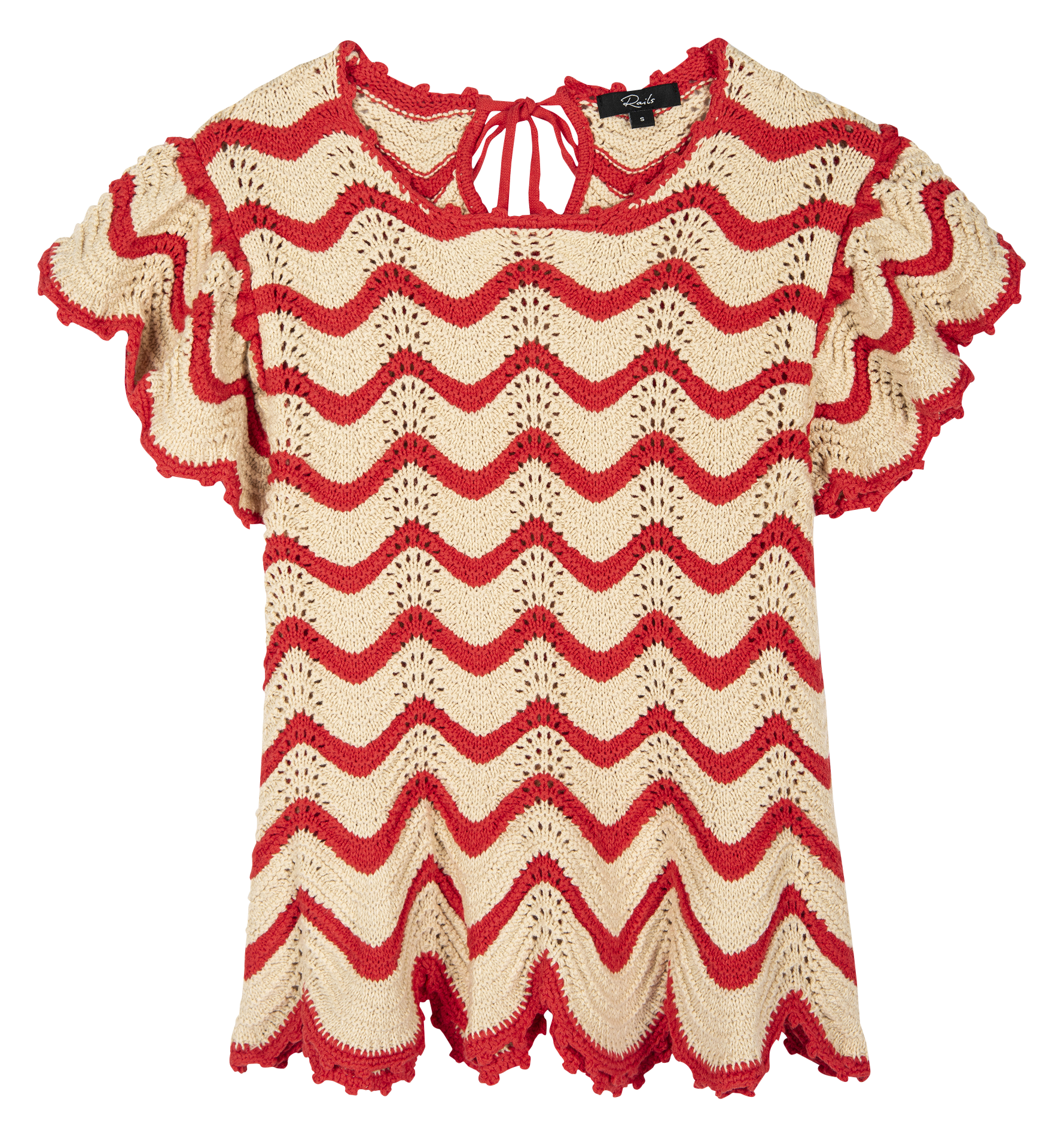 Top col rond en maille de coton mélangé RAILS Jaune