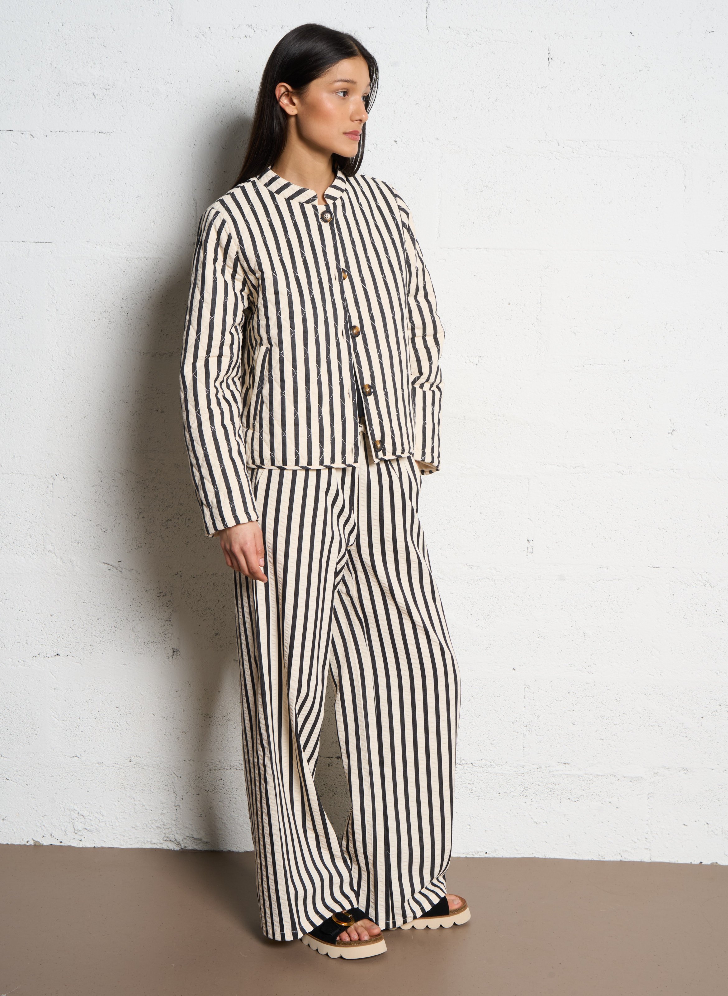 Veste oversize à rayures LOLLYS LAUNDRY Noir