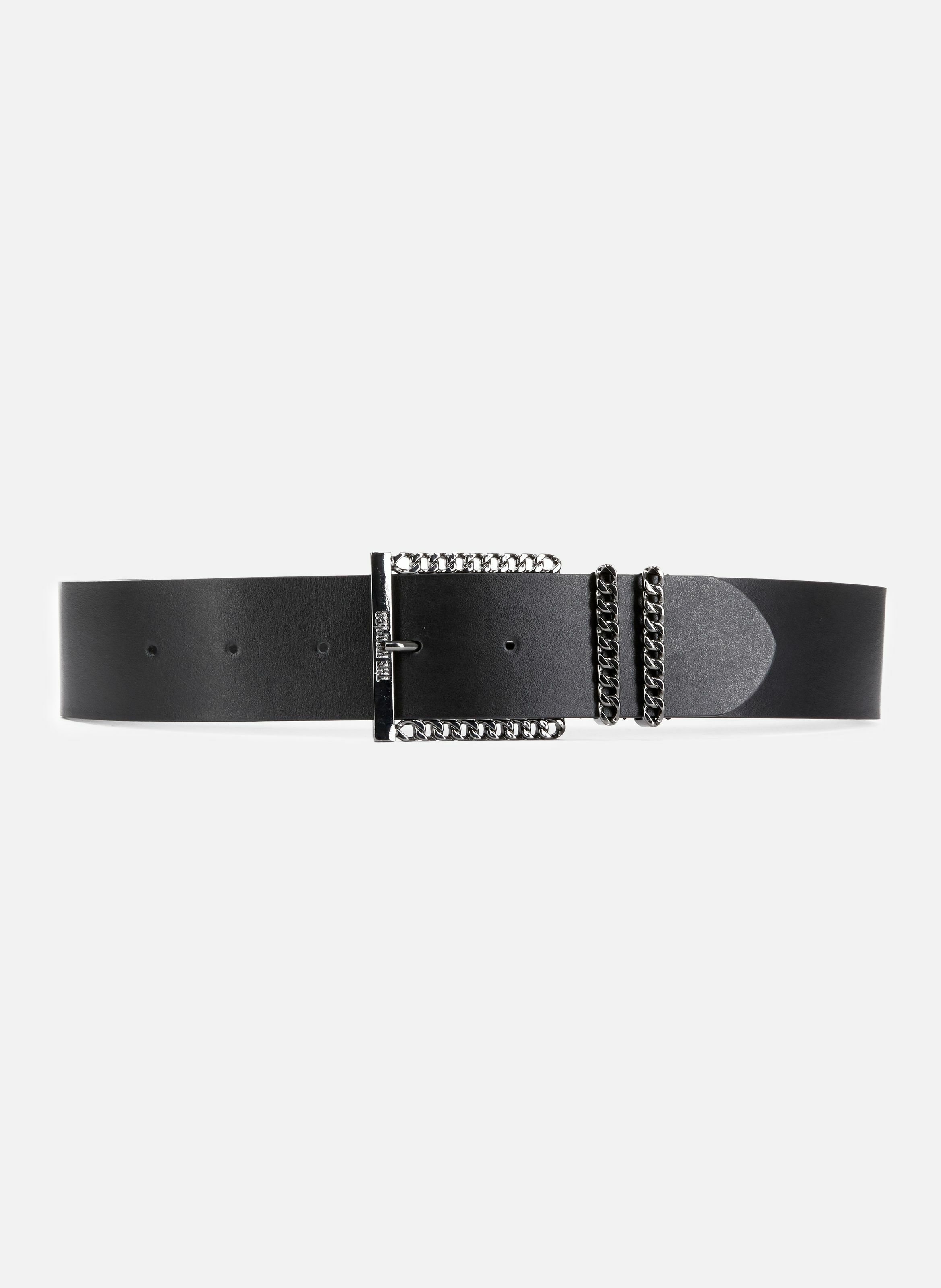 Leather belt with chain buckle THE KOOPLES Black