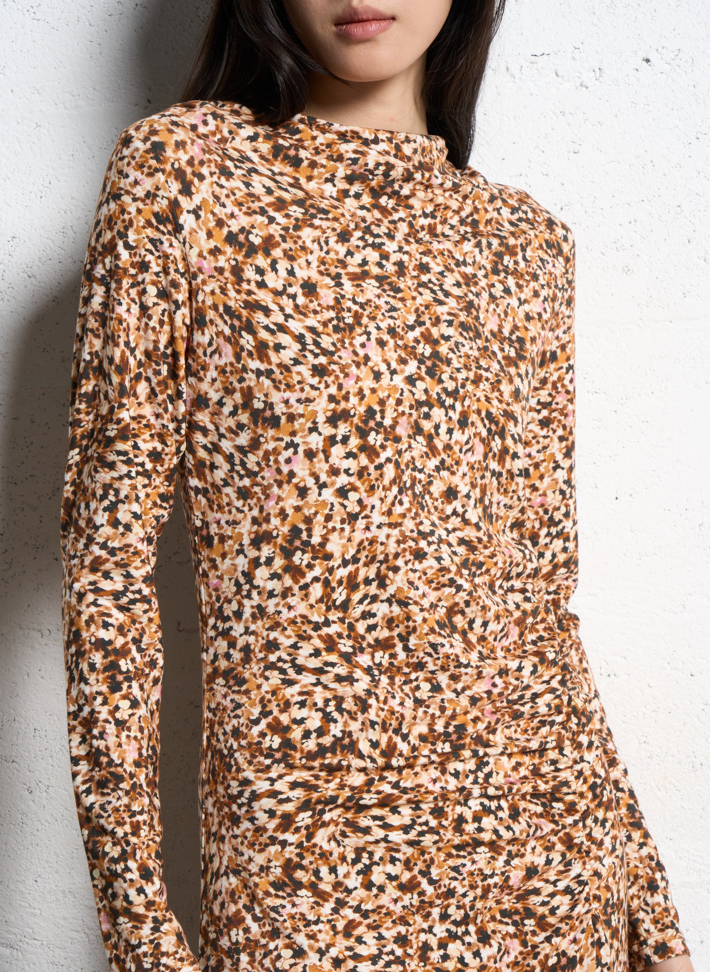 Robe longue ajustée Beige