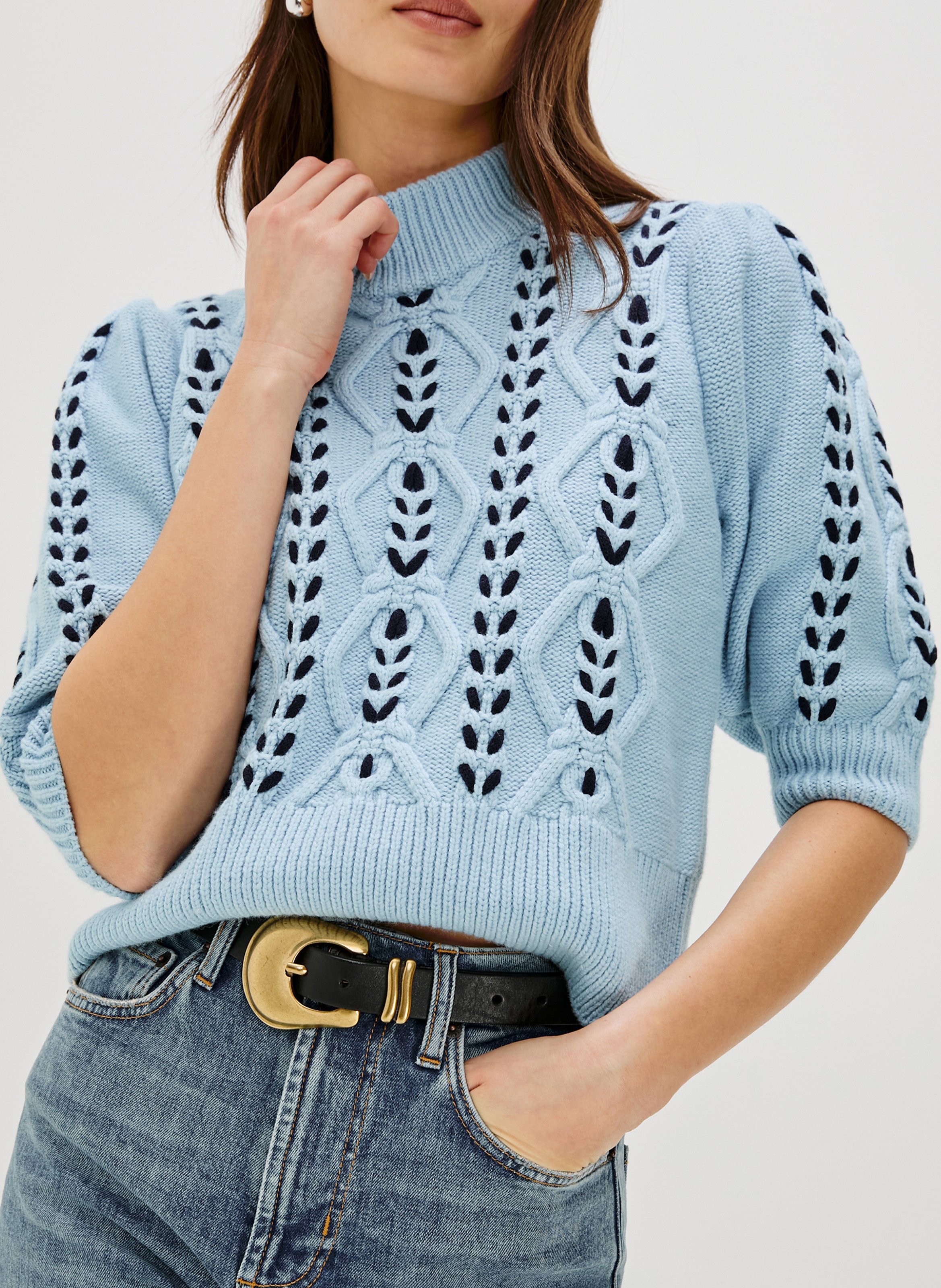 Pull col montant en coton mélangé RAILS Bleu