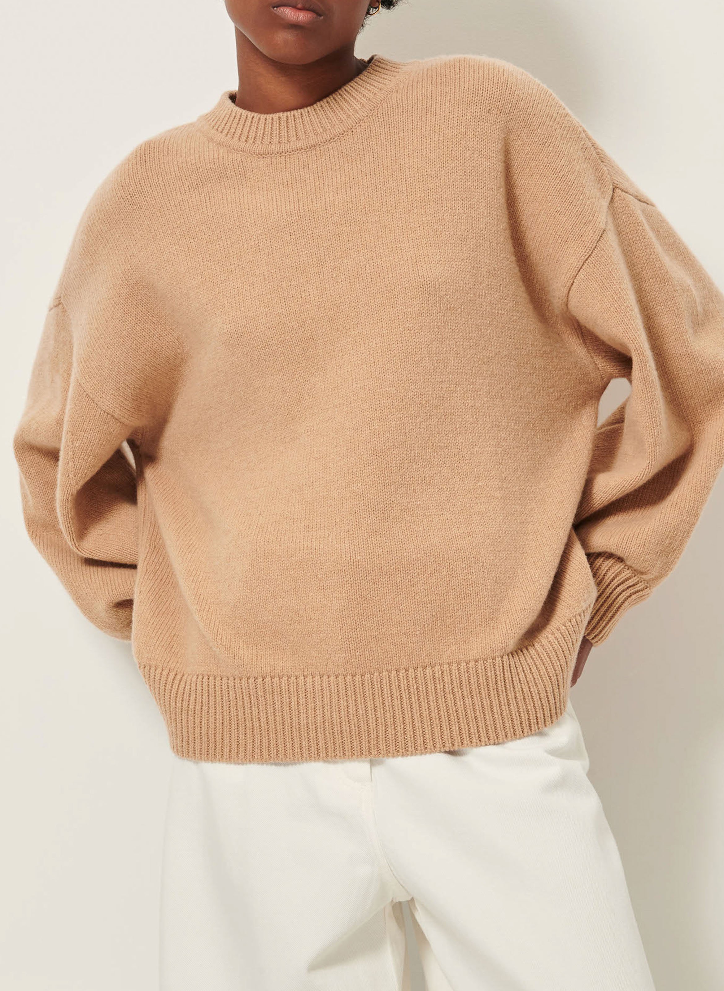 Sweat col rond en laine et en cachemire mélangés SESSUN Beige