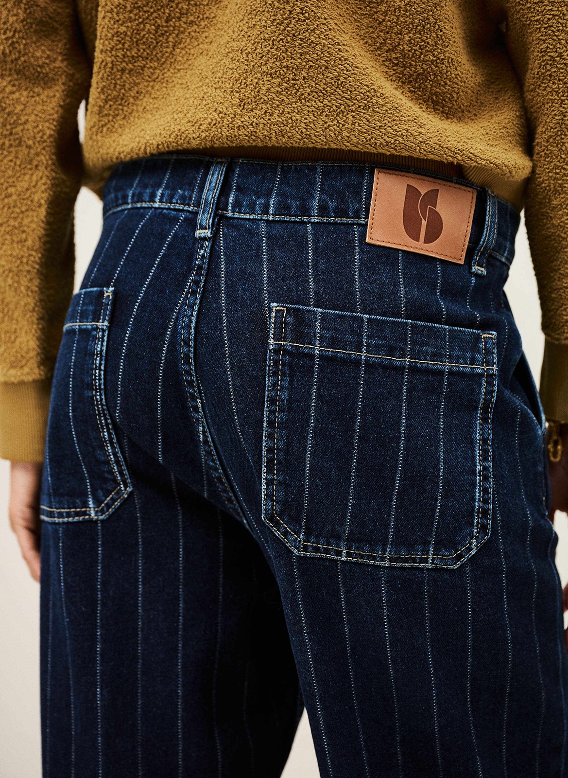 Jean large en coton rayé BA&SH Bleu