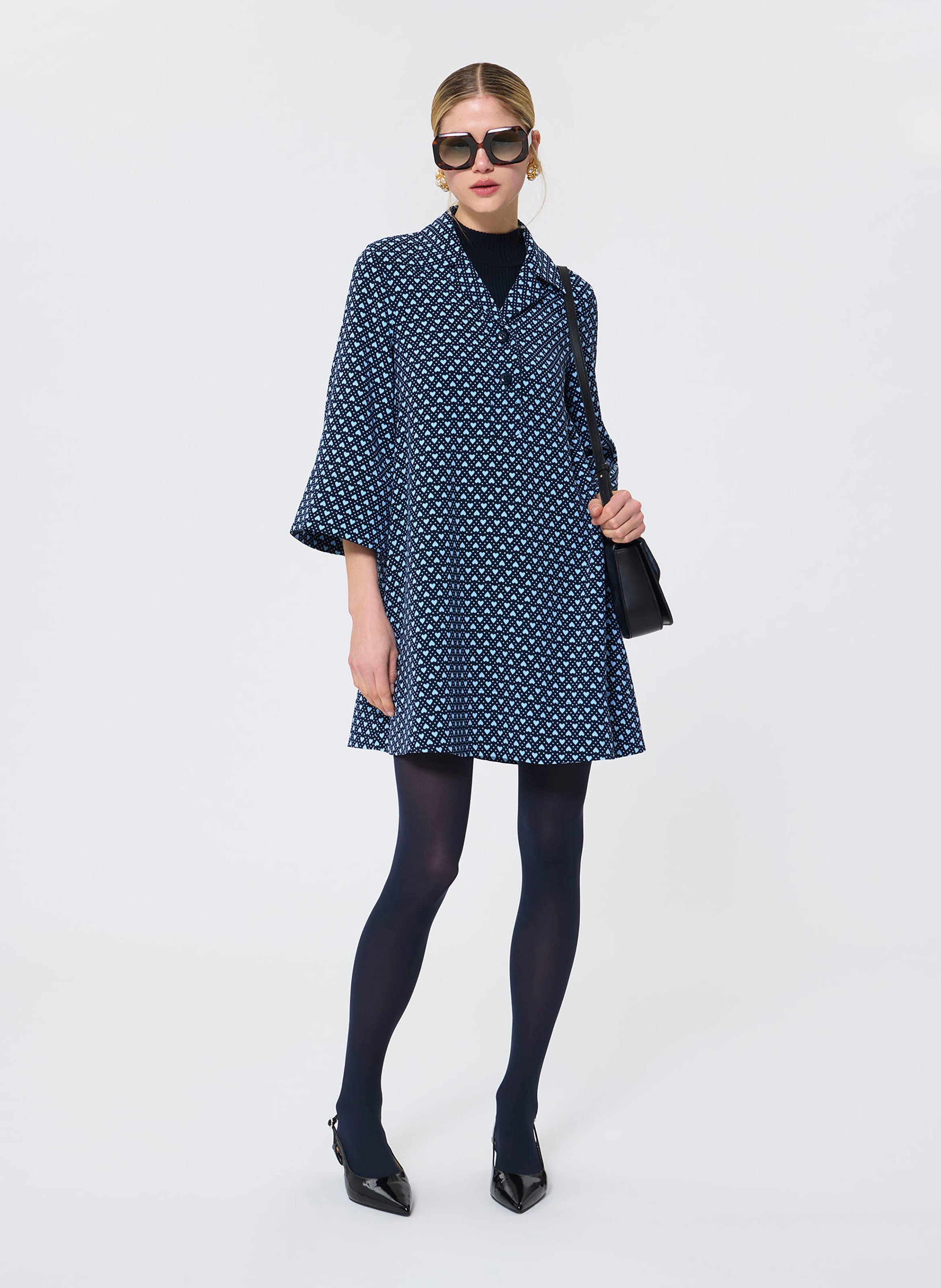 Short loose-fitting dress with heart print TARA JARMON Blue
