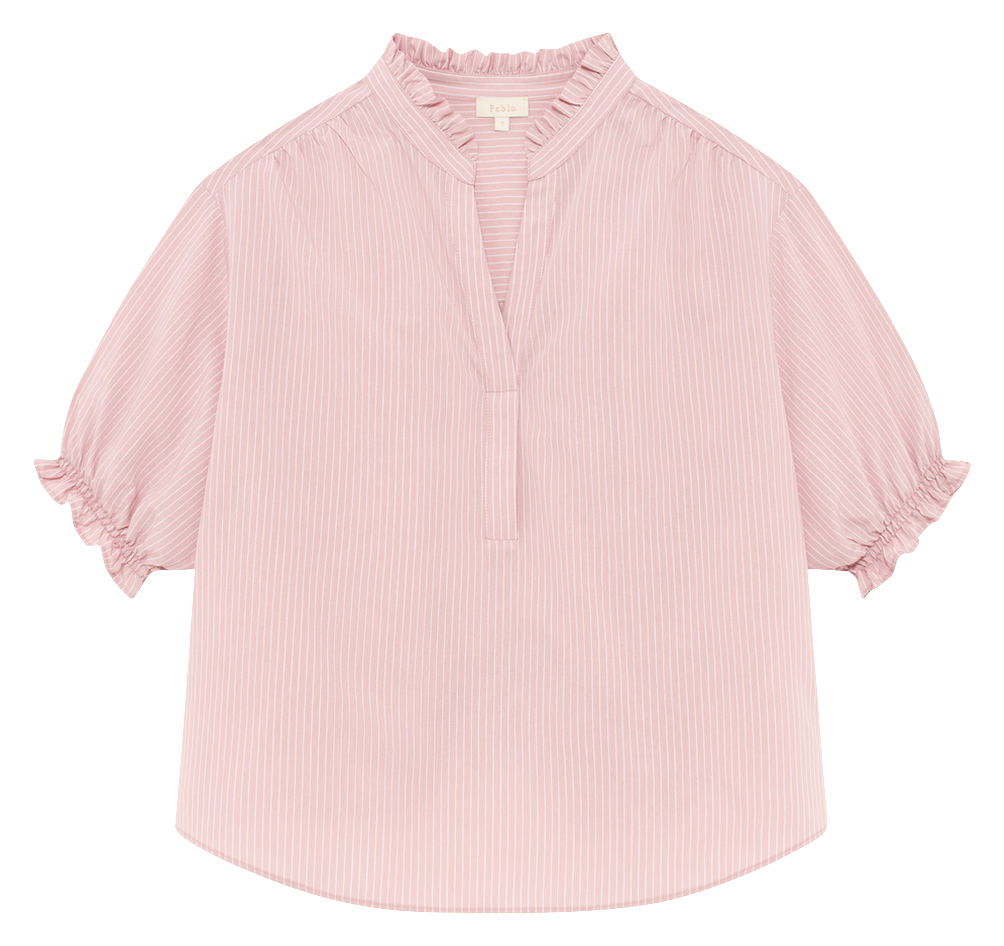 Blouse col victorien à rayures PABLO Rouge