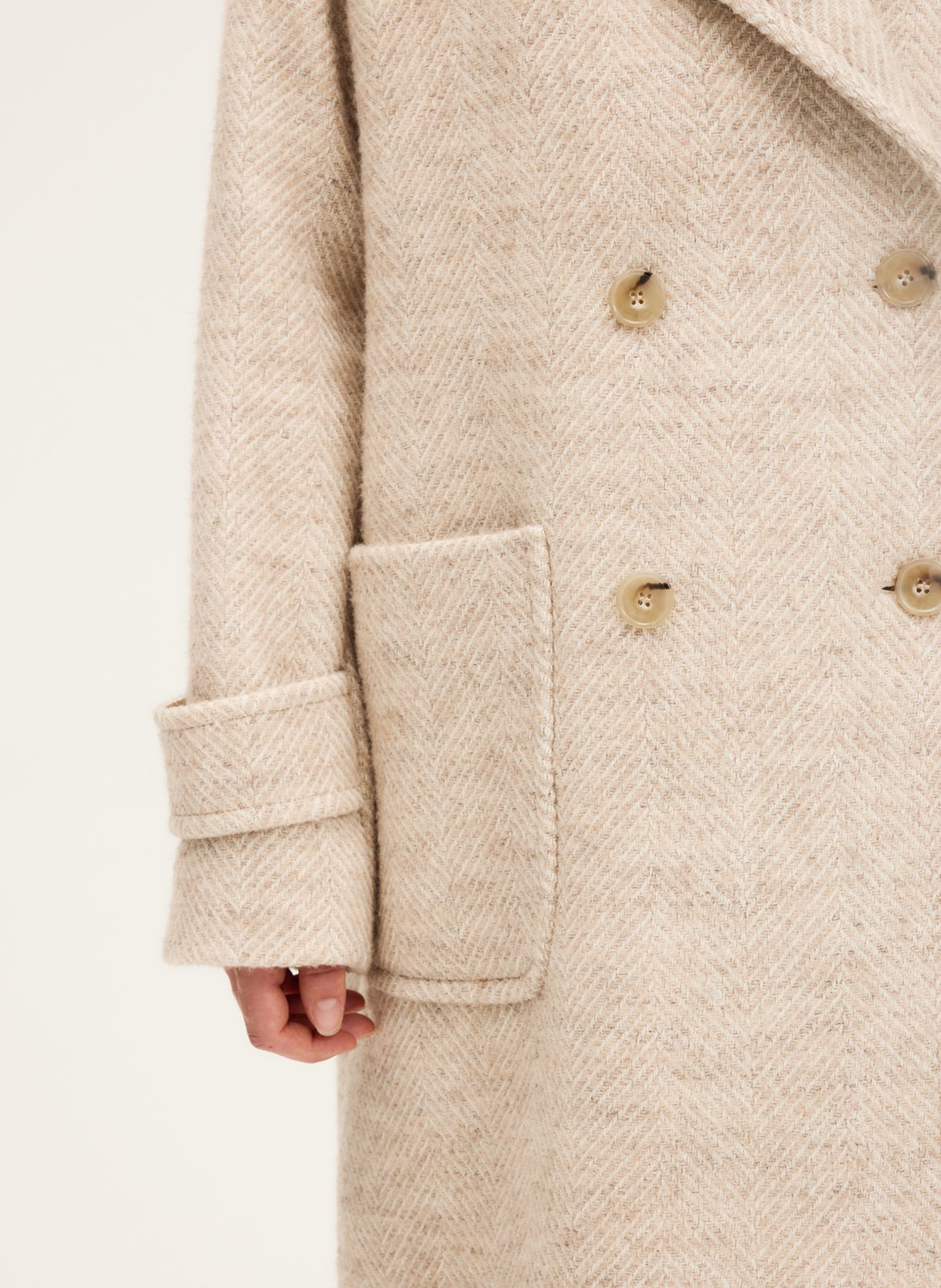 Effen, rechte, wollen jas met lange mouw PABLO Beige