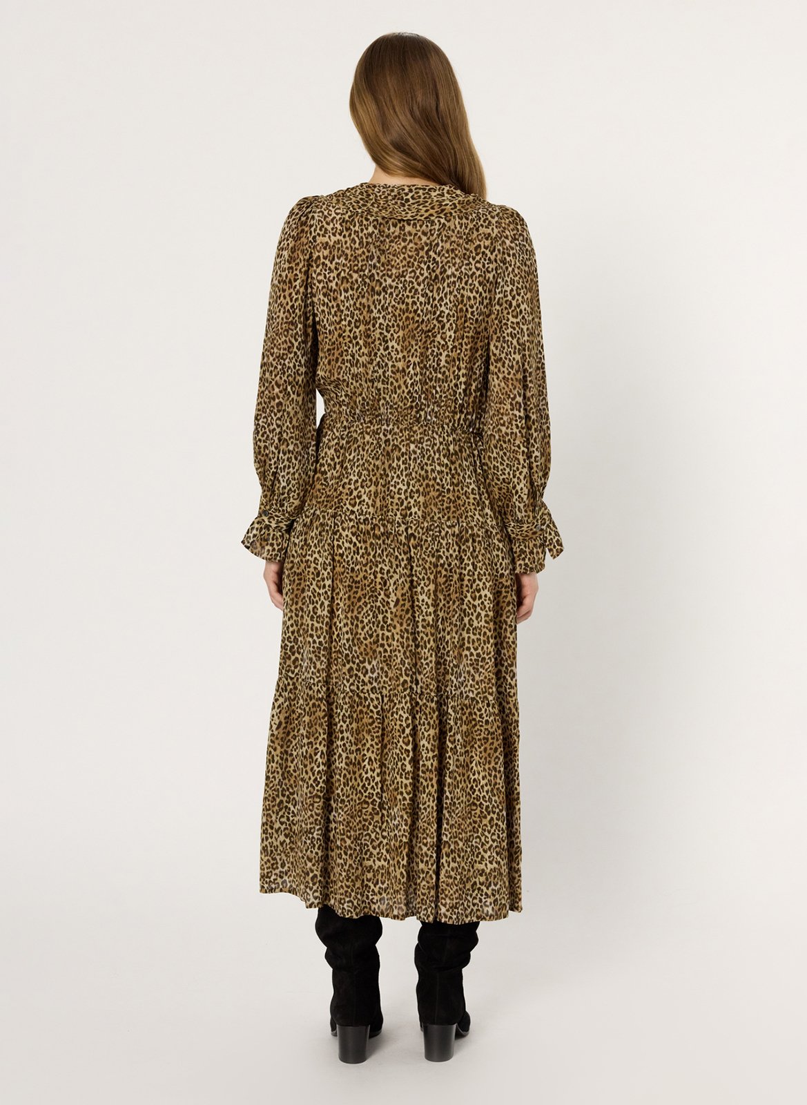 Robe midi col v léopard GERARD DAREL Marron