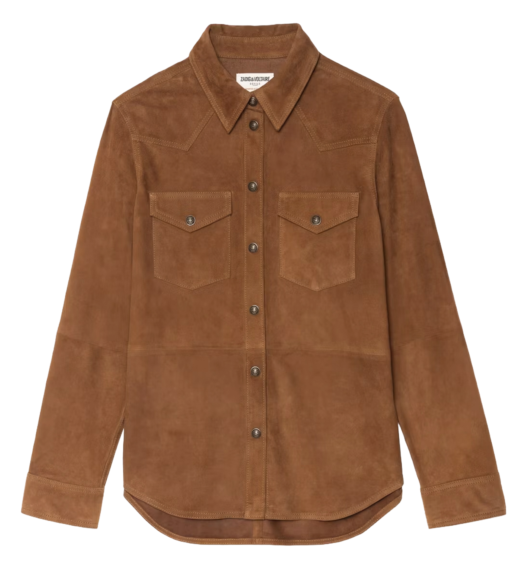Chemise ajustée en cuir suédé ZADIG&VOLTAIRE Marron