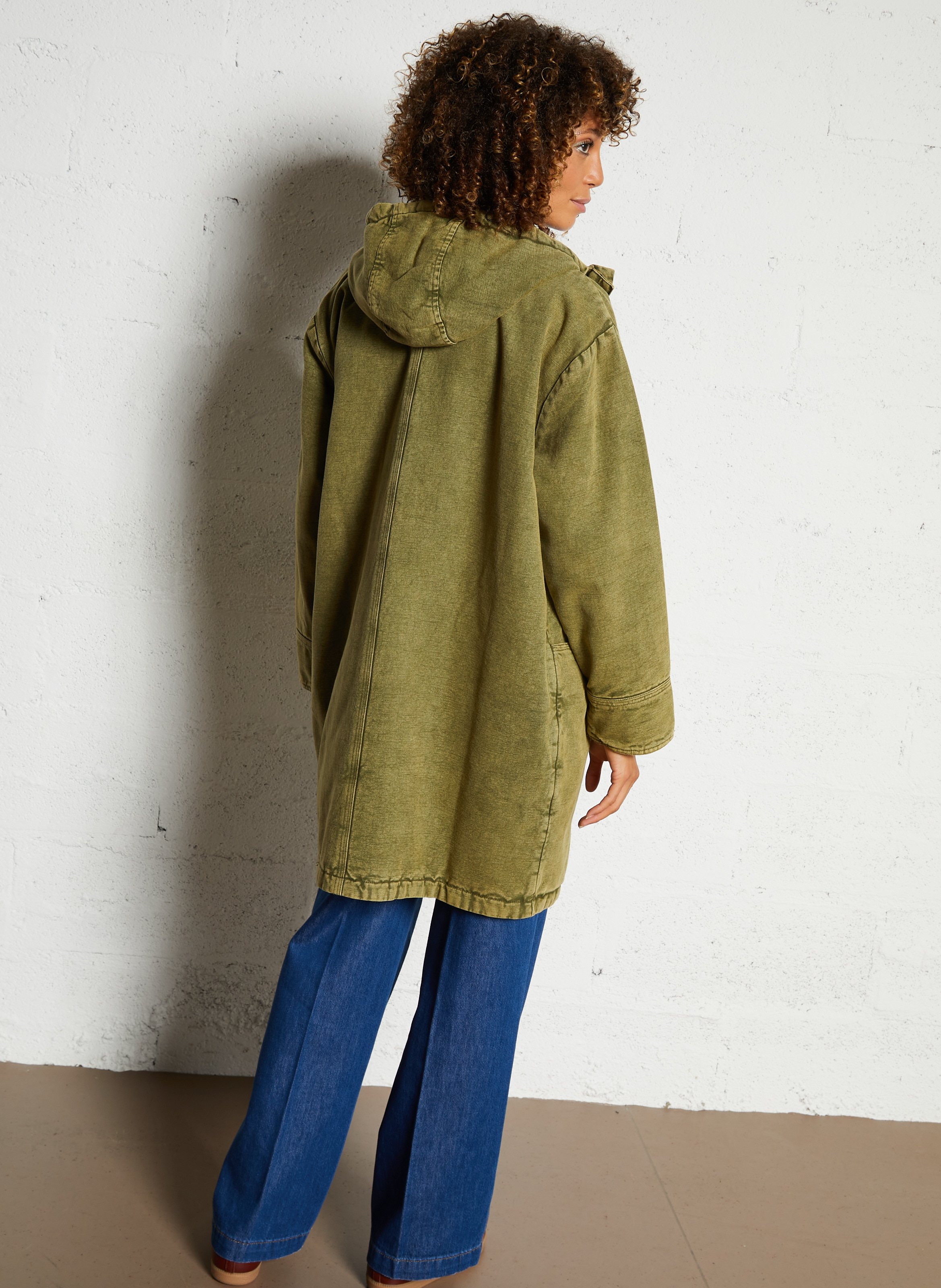 Manteau à capuche en denim LEON & HARPER Kaki