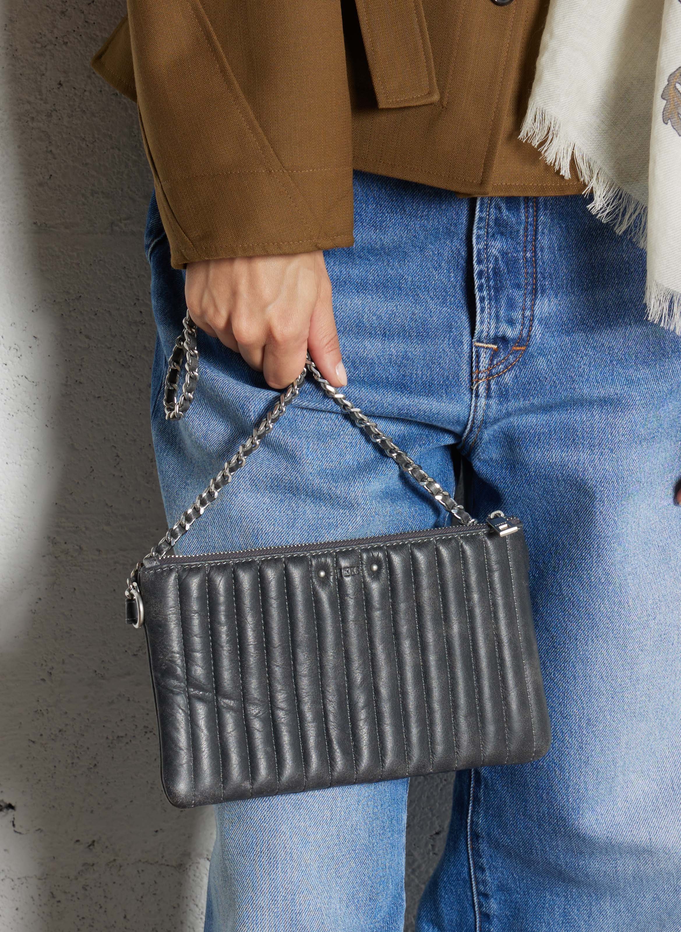 Leather crossbody bag IKKS Grey