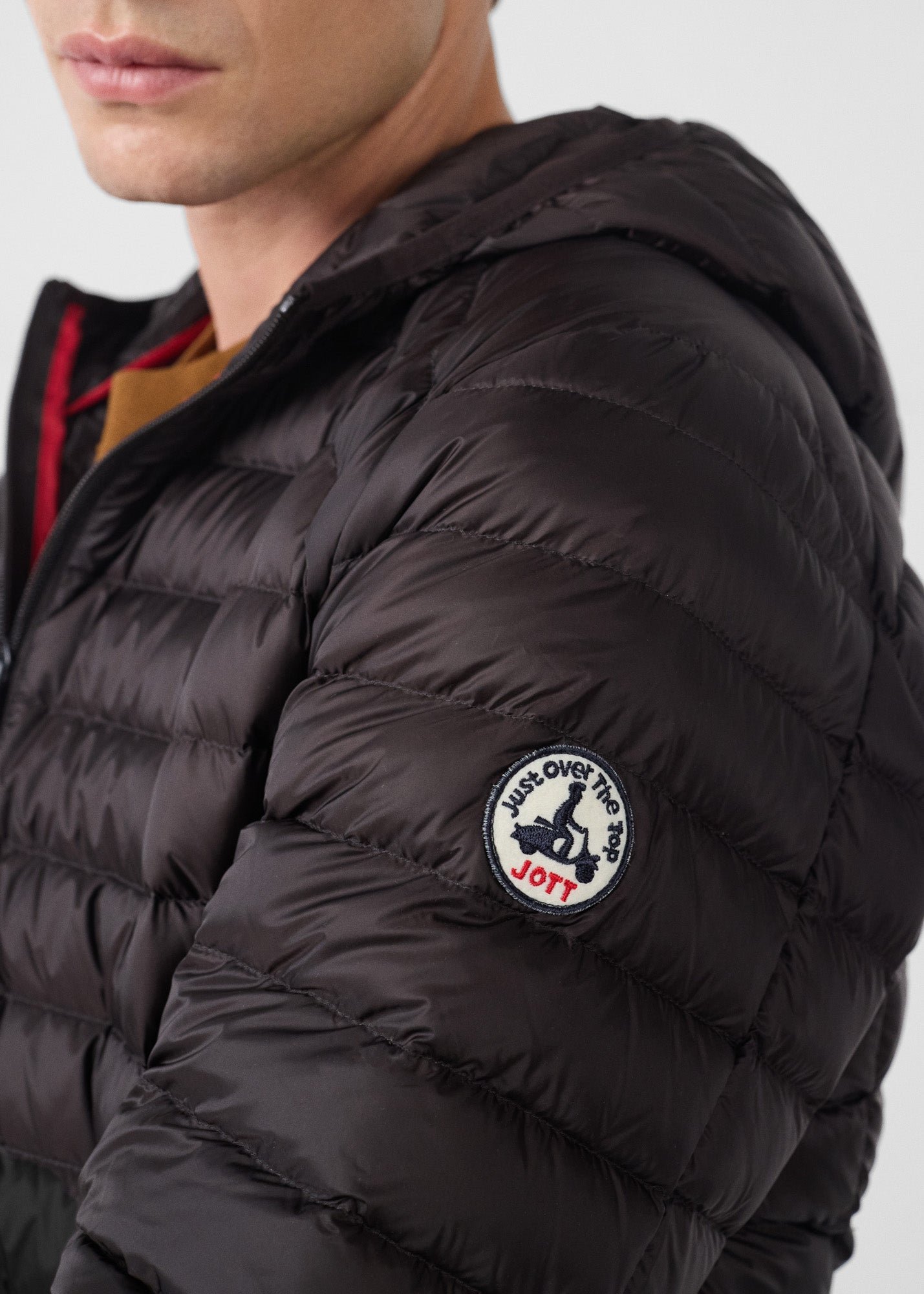 Black Nico Lightweight Hooded Puffer Jacket JOTT Brown