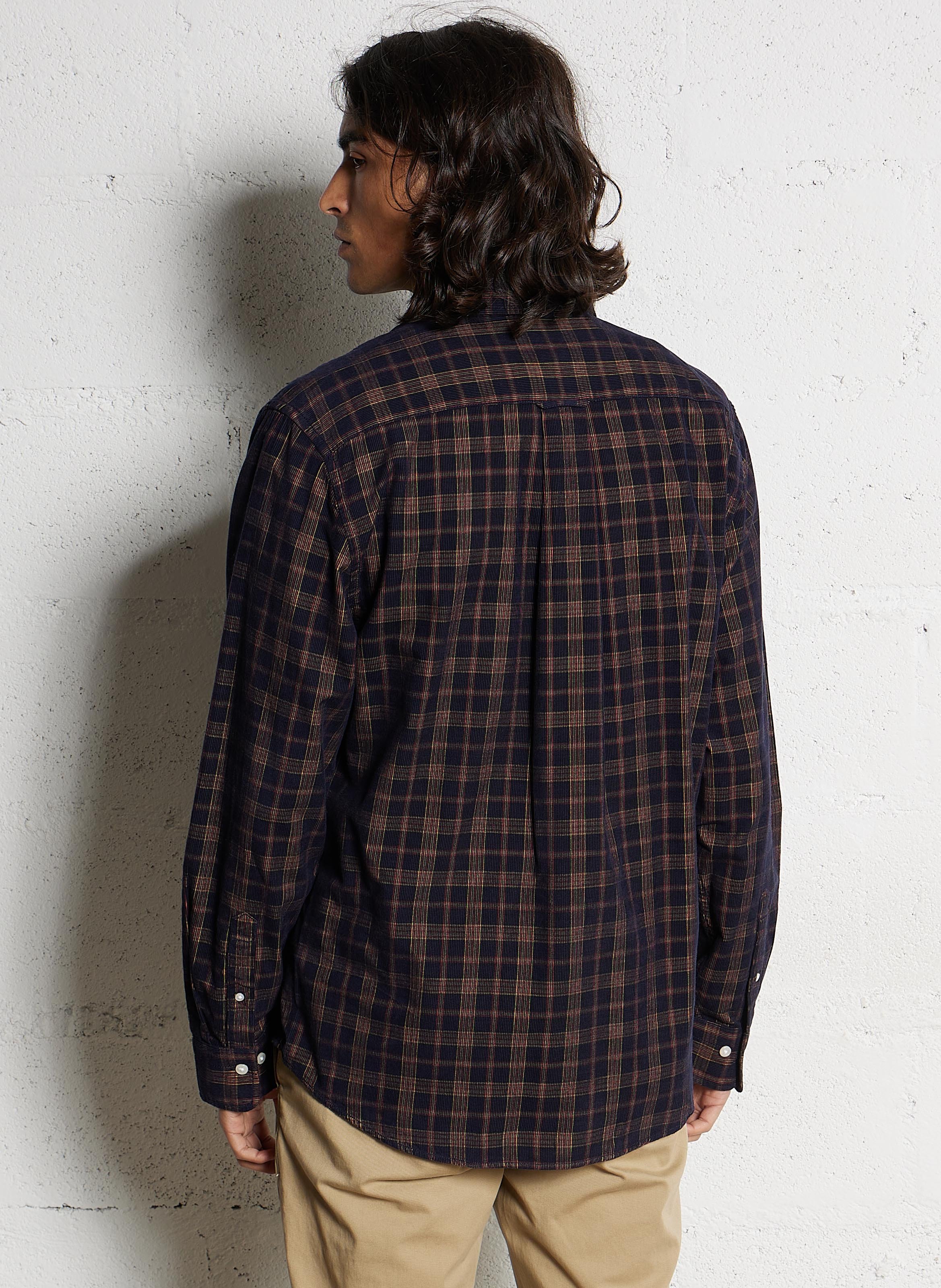 Straight shirt with American collar in checkered corduroy GANT Blue