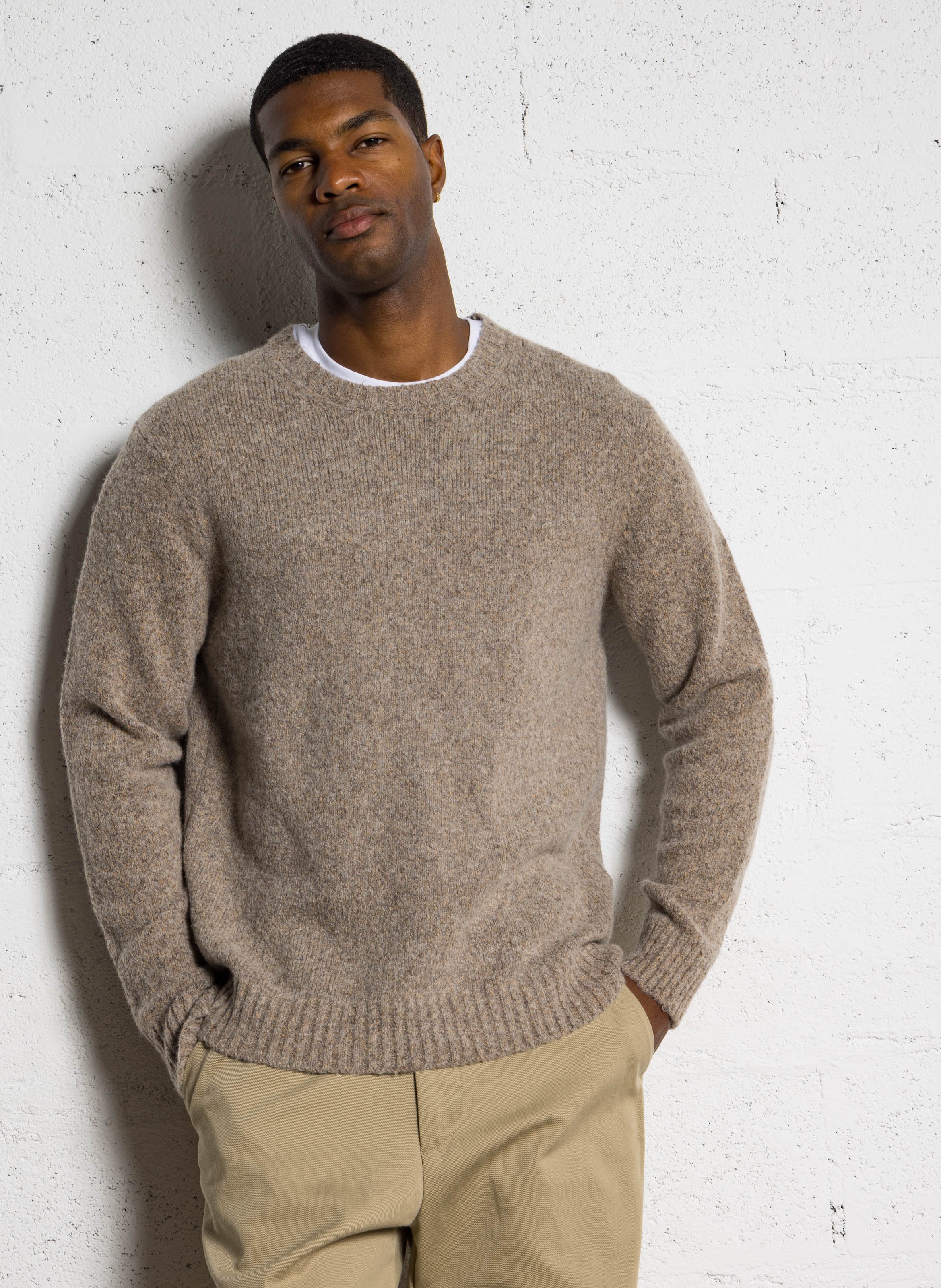Oversize round-neck knit sweater MINIMUM Beige