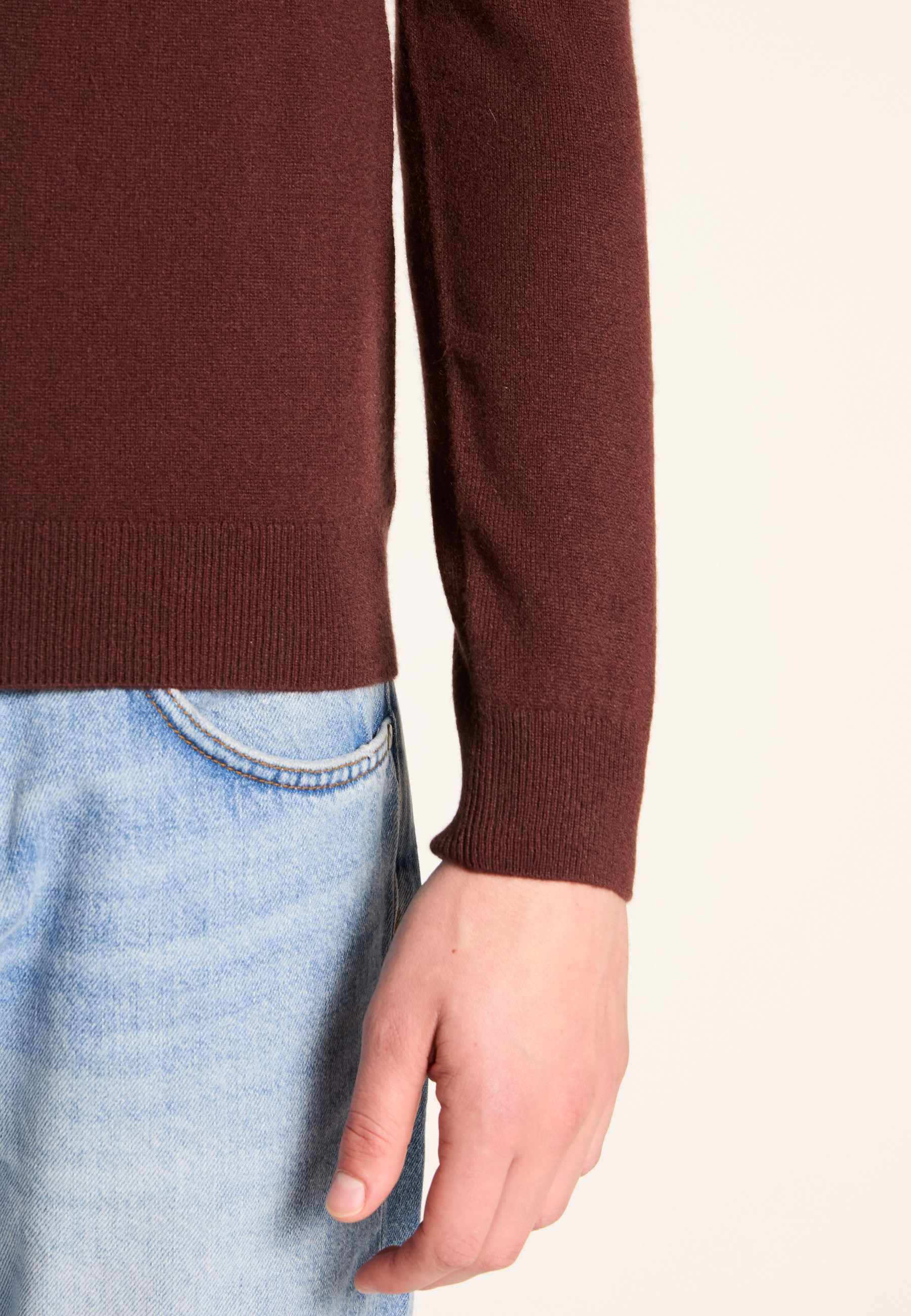 Cashmere polo neck sweater MAISON MONTAGUT Brown
