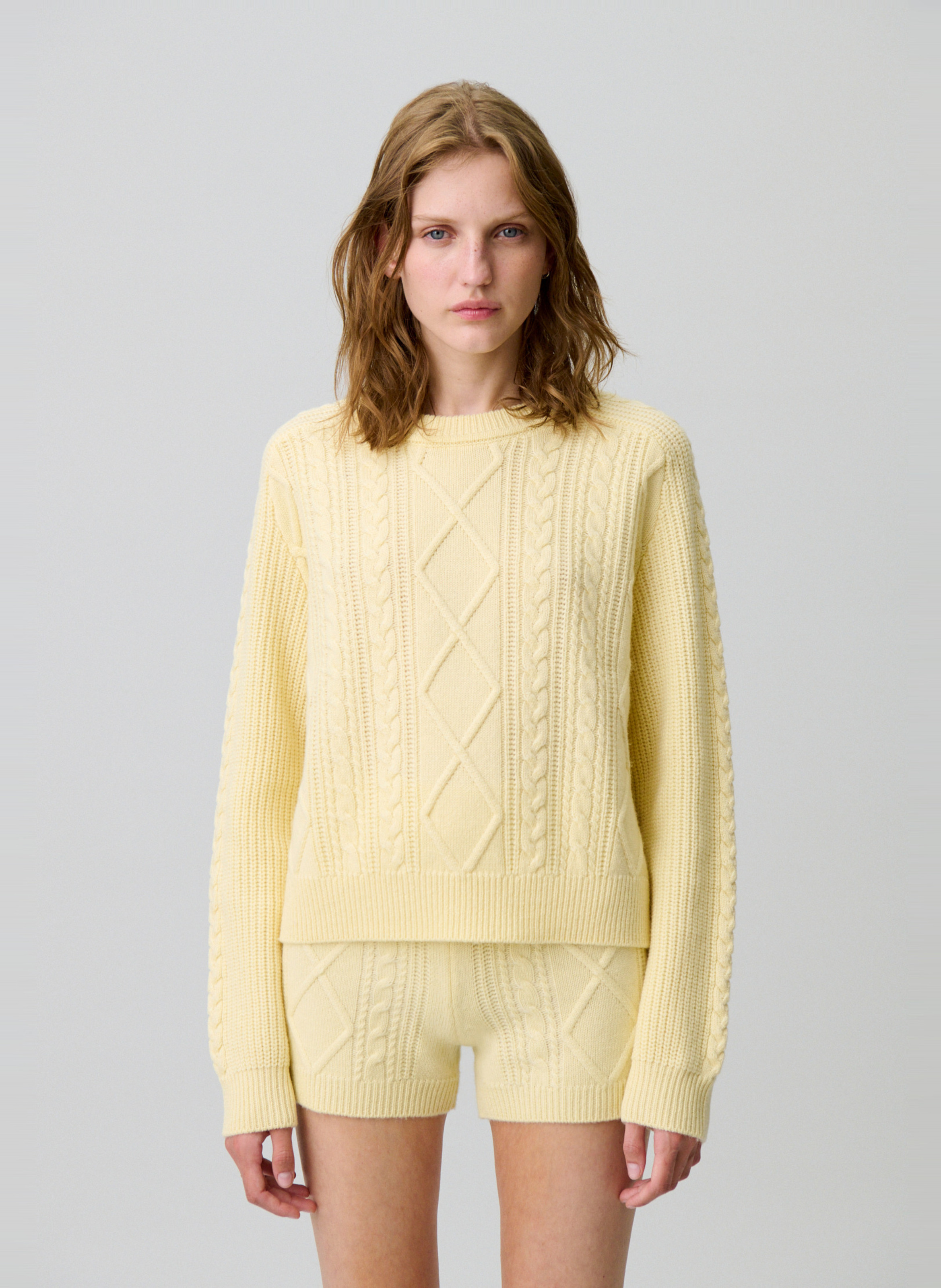 Pull col rond en laine mélangée  CLAUDIE PIERLOT Jaune