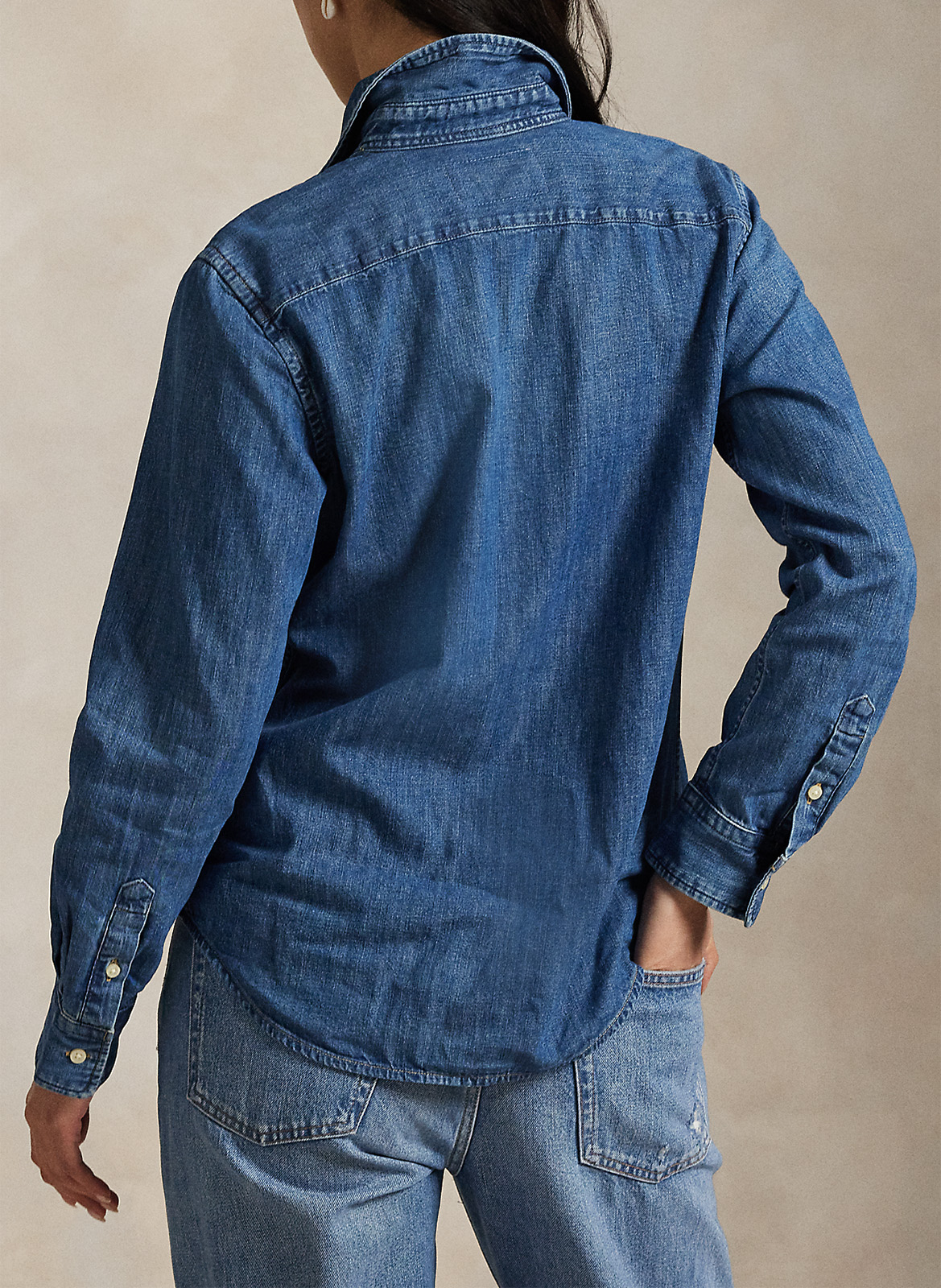 Fitted denim shirt in cotton POLO RALPH LAUREN Blue