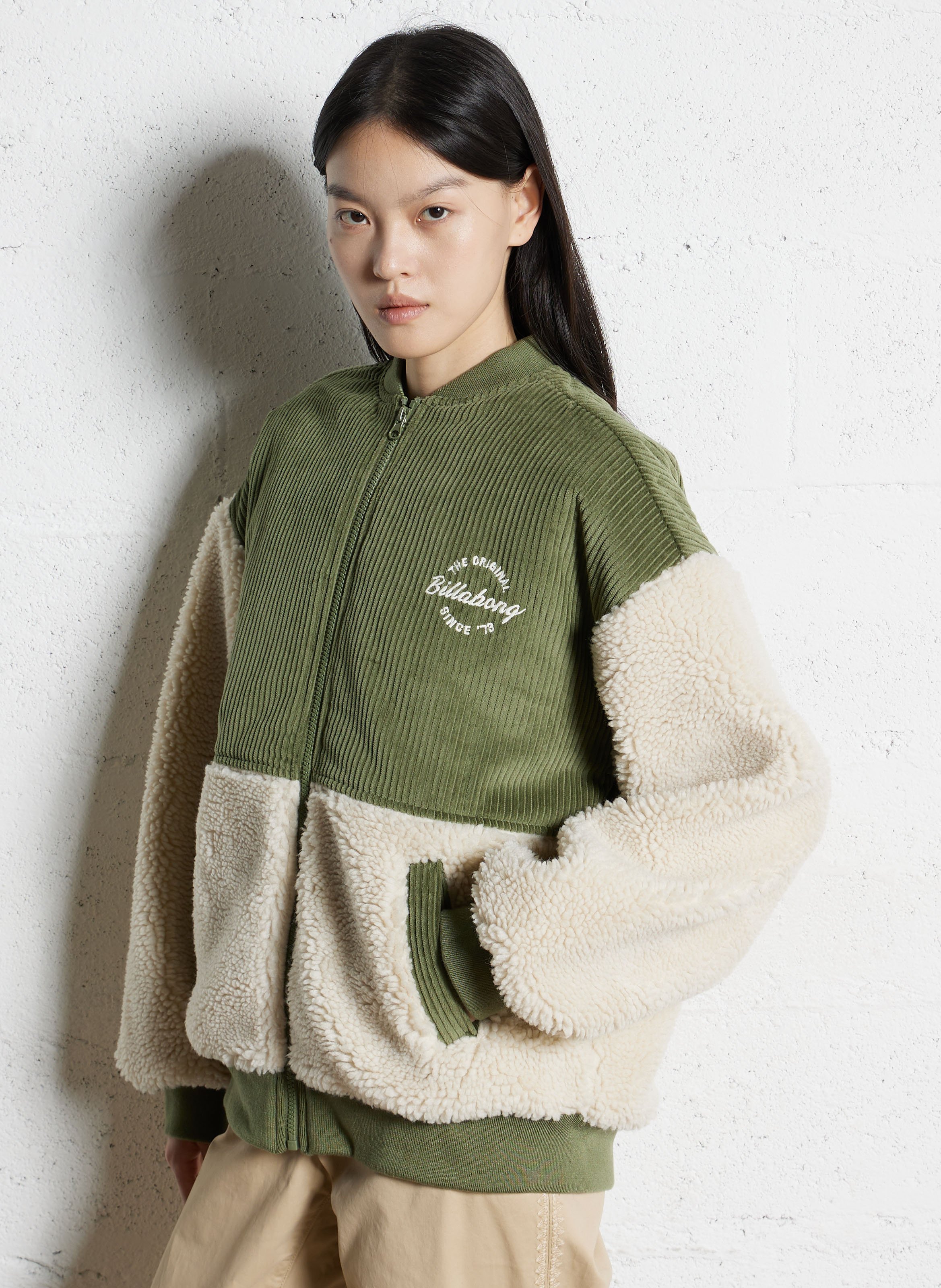 Blouson oversize col teddy en sherpa BILLABONG Beige