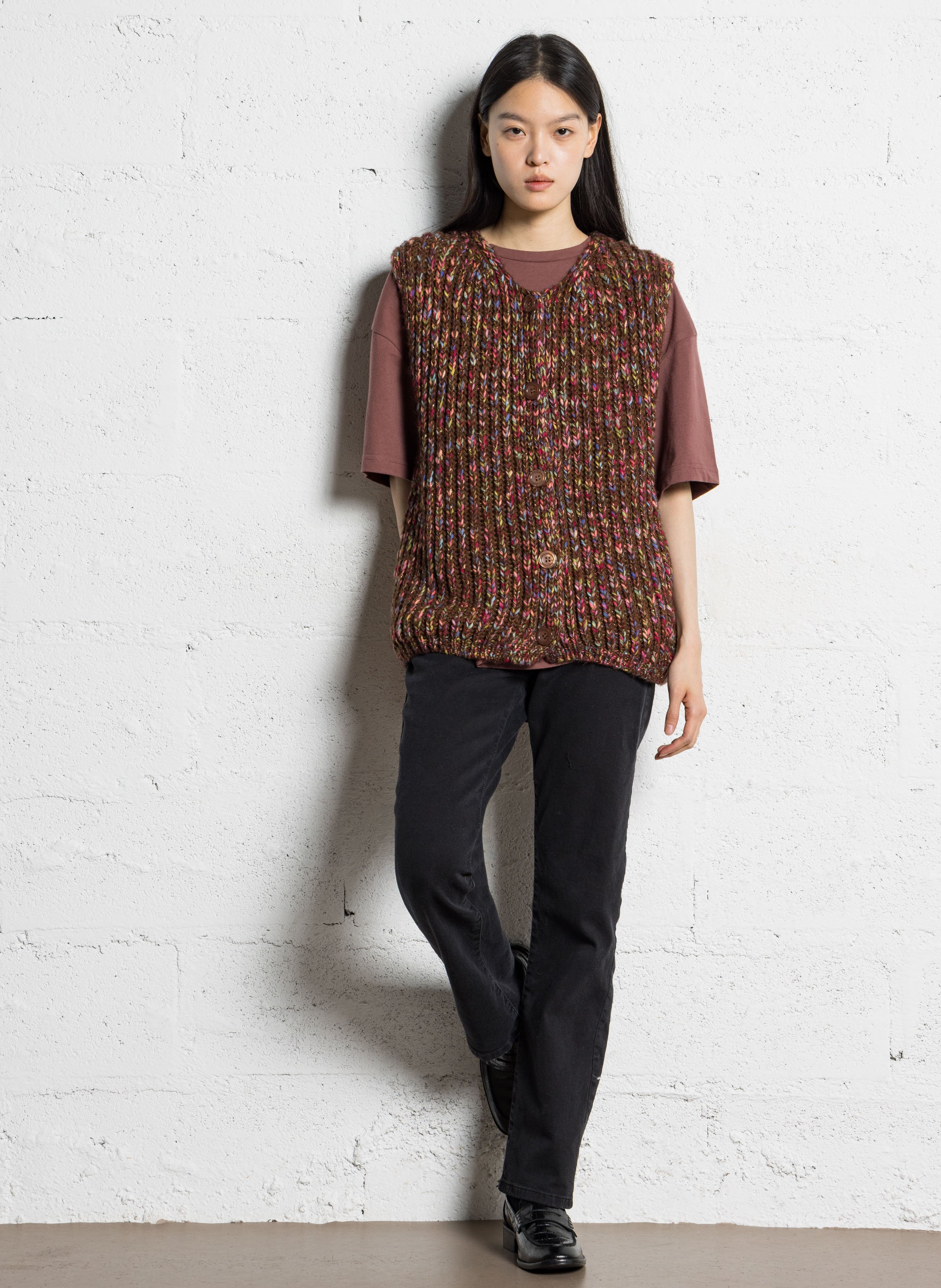 Tee-shirt droit col rond en coton BILLABONG Marron