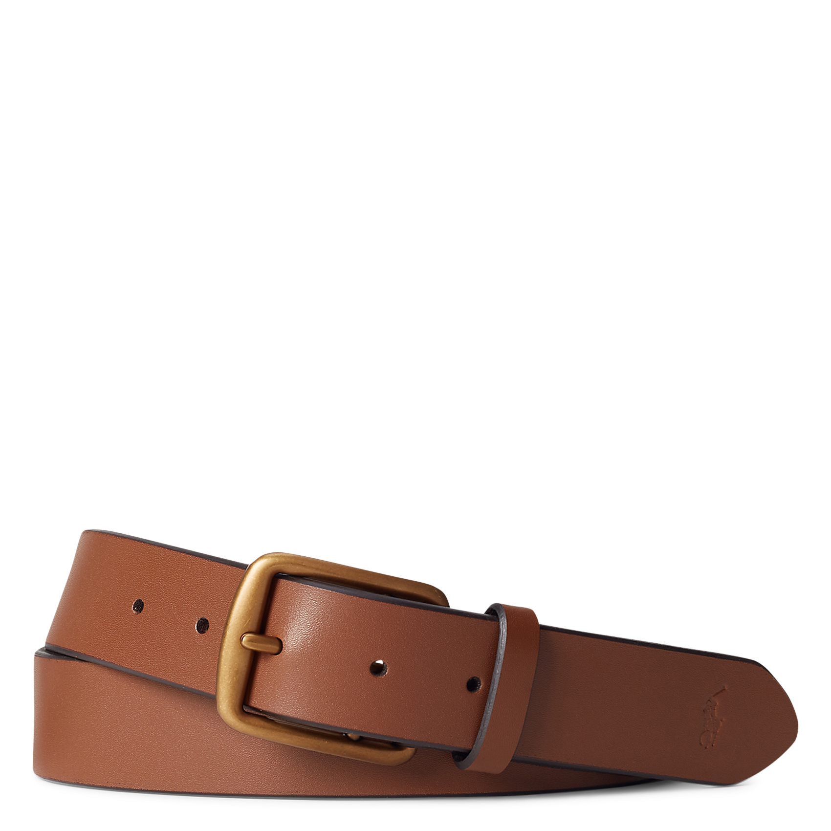 Ceinture unie à boucle en cuir POLO RALPH LAUREN Marron