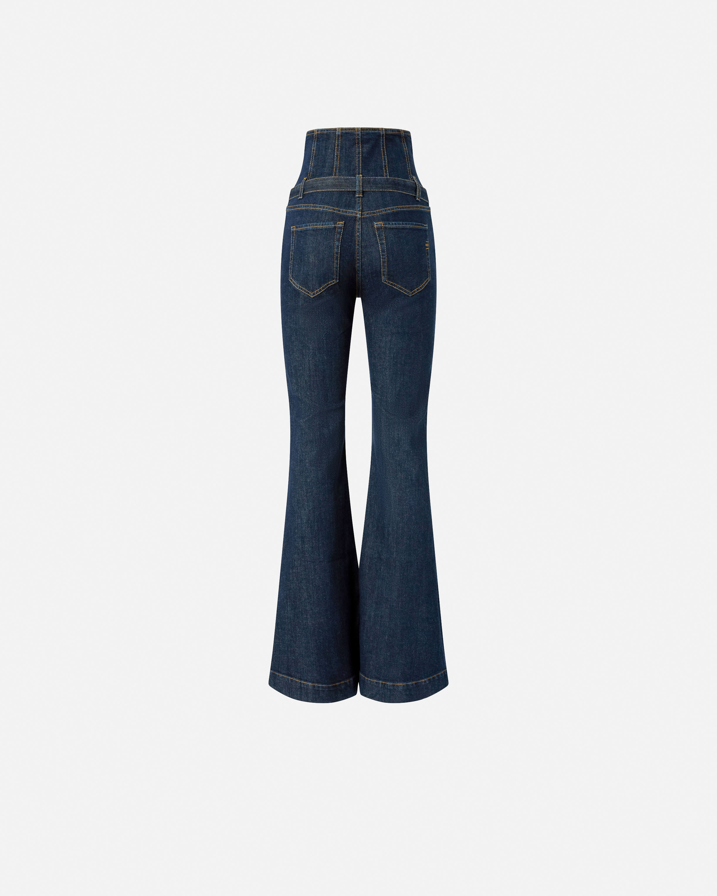 High-waisted flare jeans with a bustier-style top. PINKO Multicolored