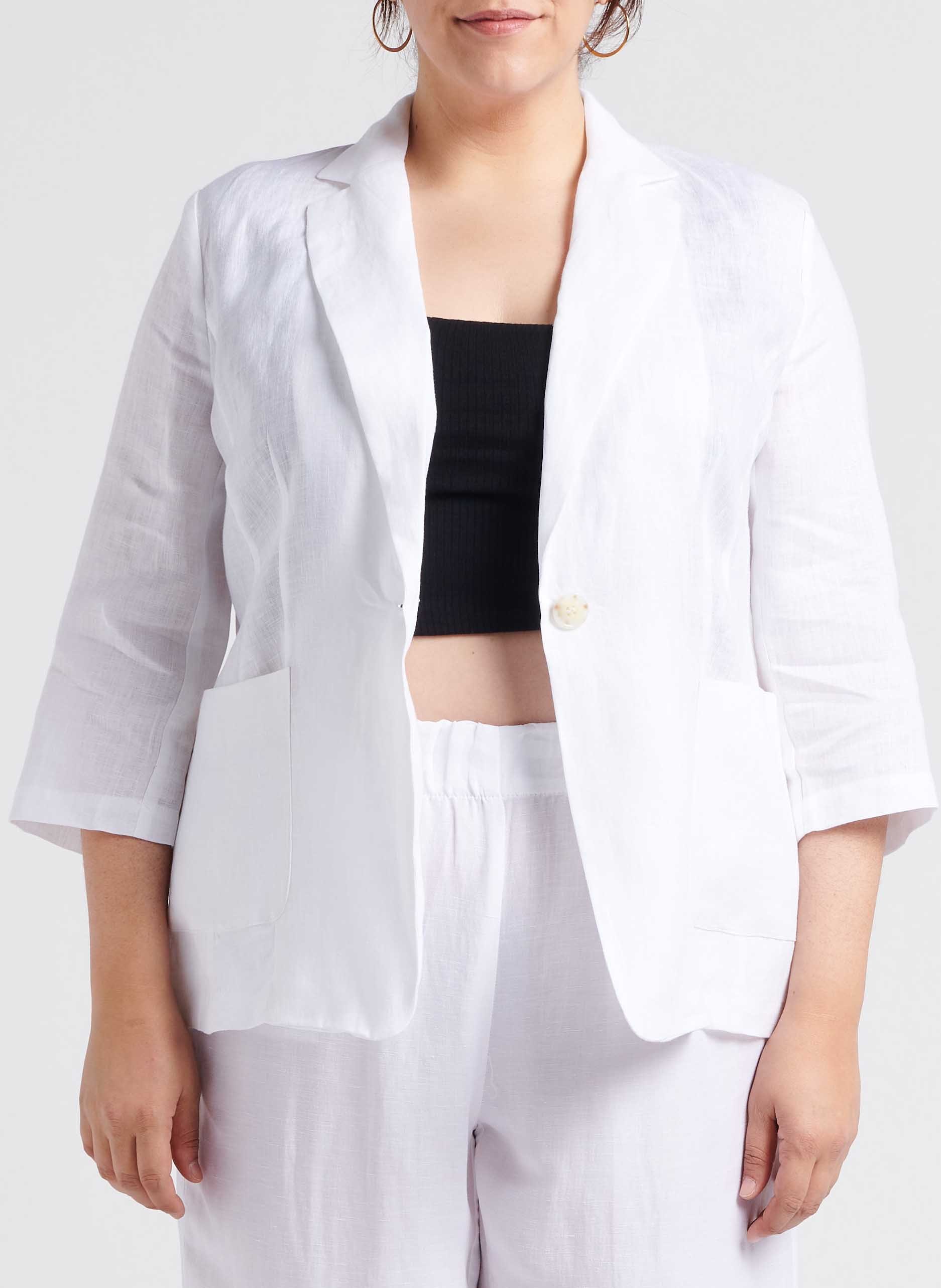 Veste col tailleur en lin  PERSONA by Marina Rinaldi Blanc