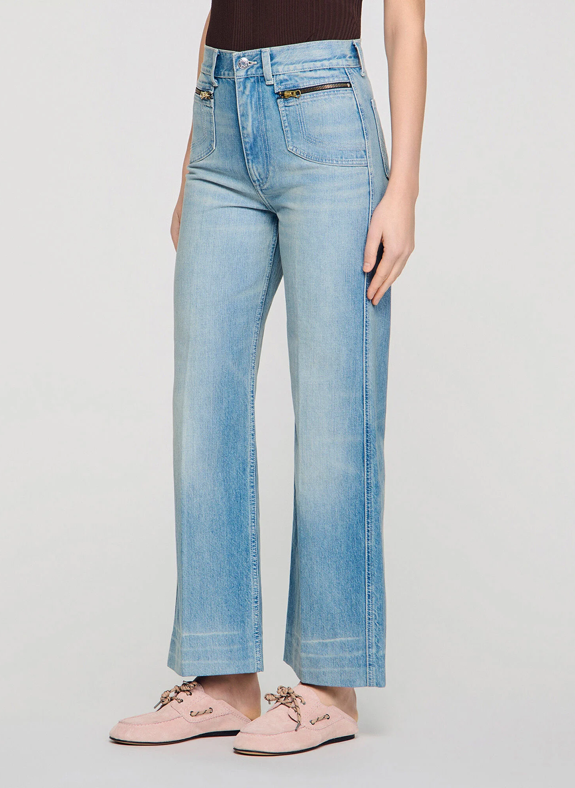 Mocassins en cuir SANDRO Rose