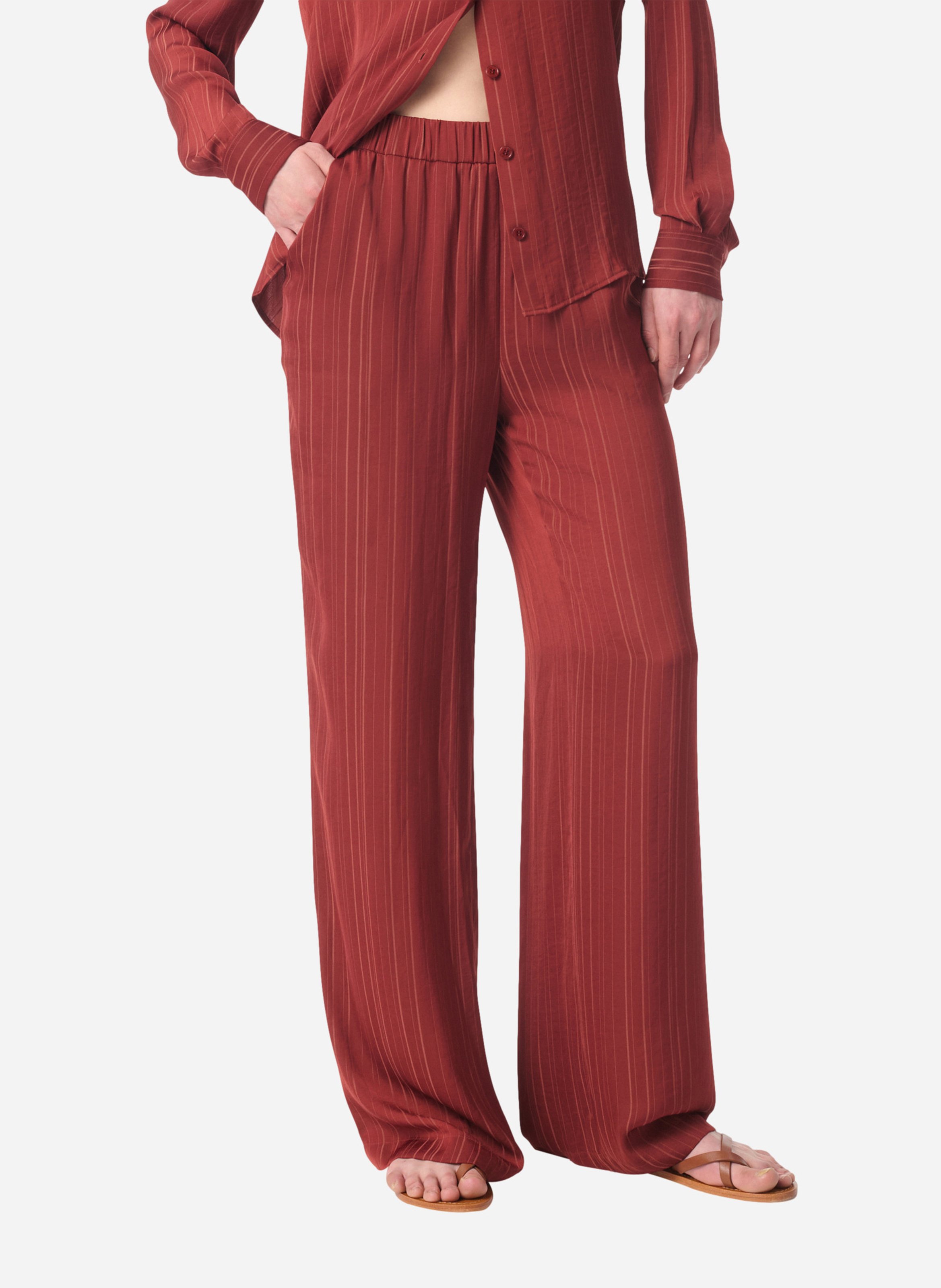 Broek met elastische tailleband uni VANESSA BRUNO Rood
