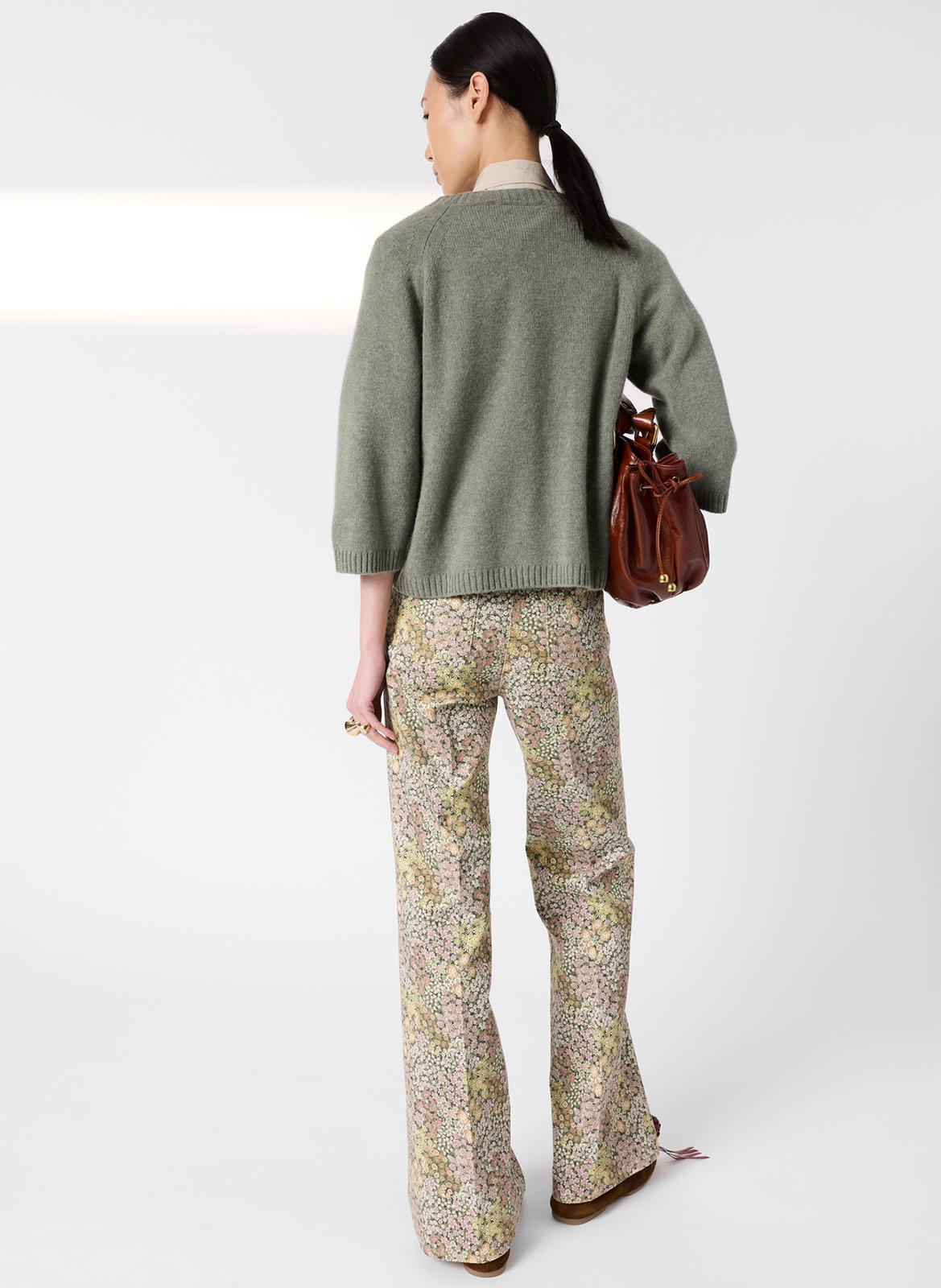 Straight cotton sweater with round neck GERARD DAREL Khaki