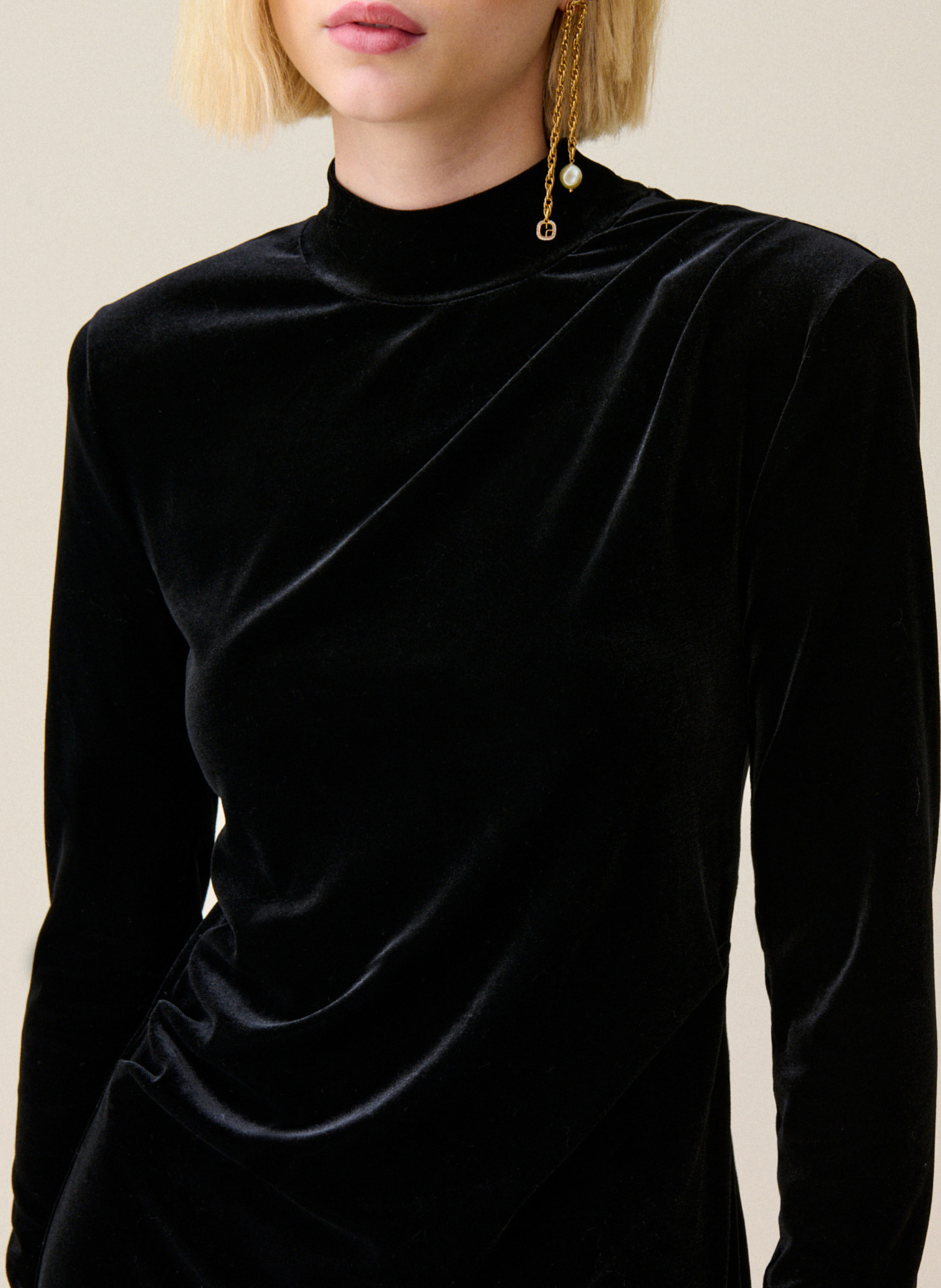 Halflange jurk van velours CLAUDIE PIERLOT Zwart