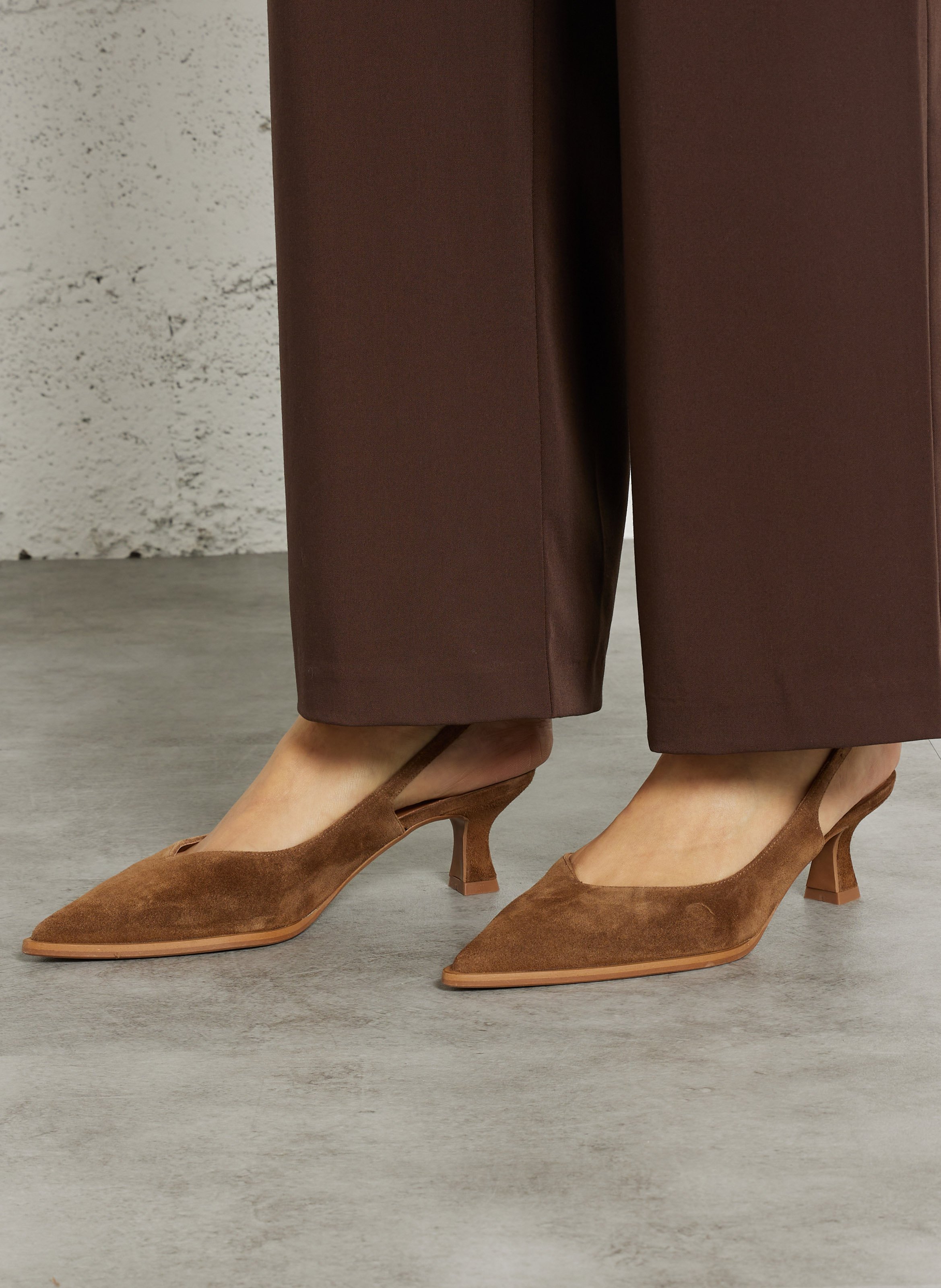 Slingback-Pumps aus Leder BILLI BI Braun