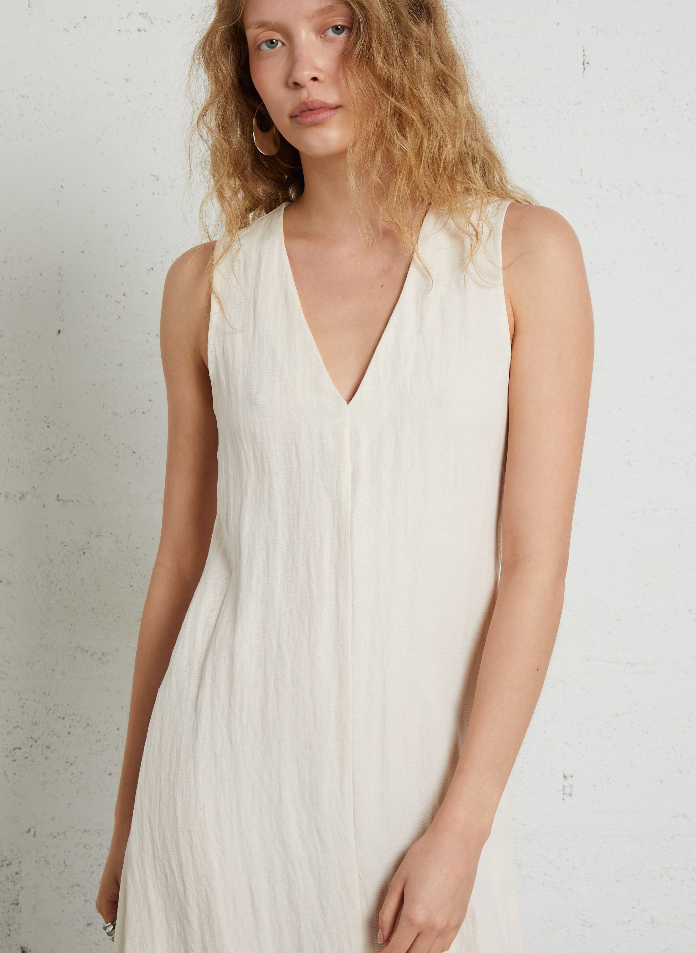 Robe midi col V LA PETITE ETOILE Blanc